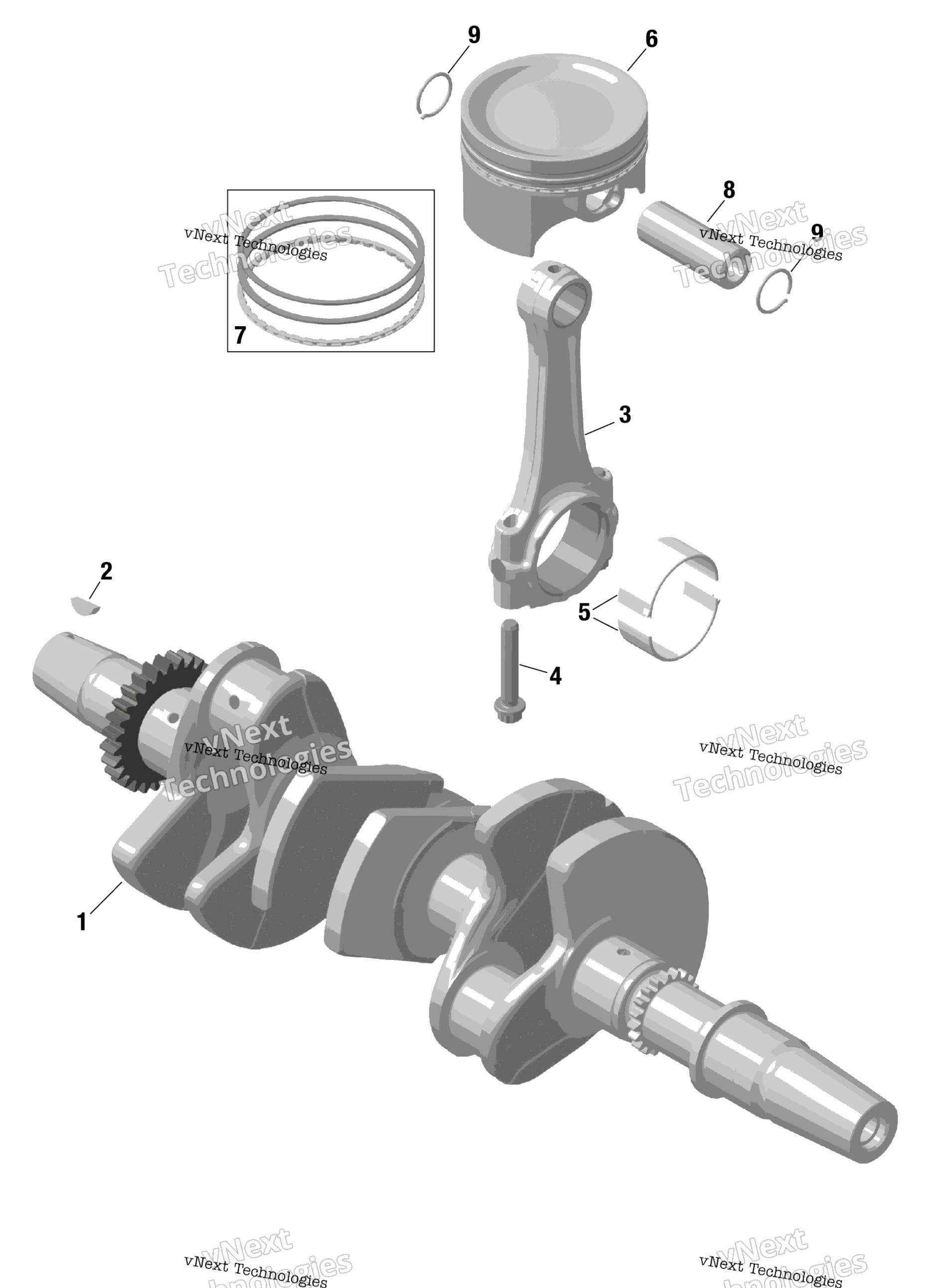 Rotax коленвал и Pistons