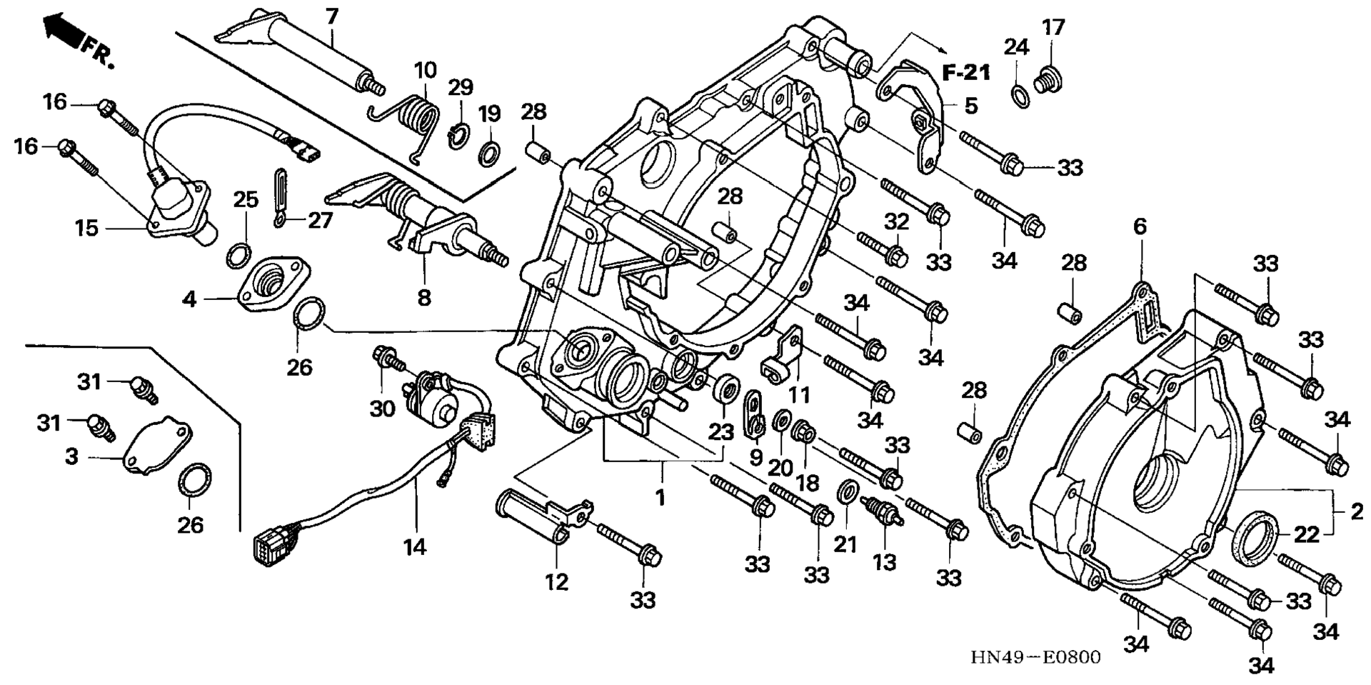 задний CRANKCASE крышка