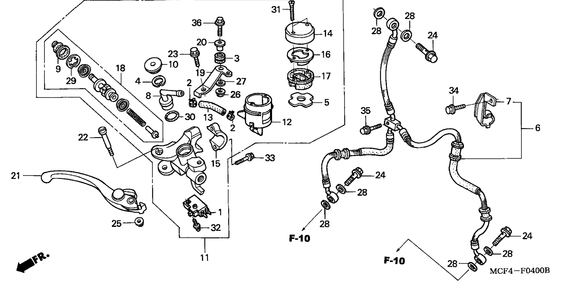 Передний главный цилиндр тормоза