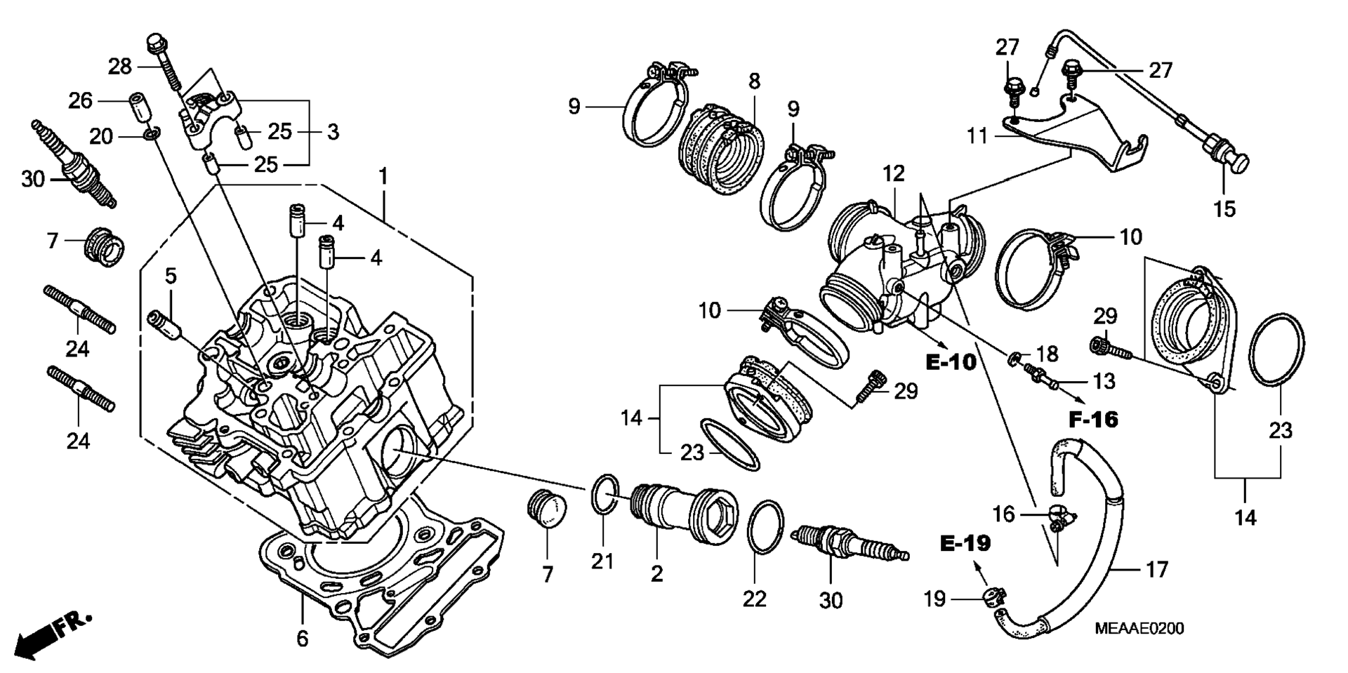 Передняя часть CYLINDER HEAD / INTAKE MANIFOLD