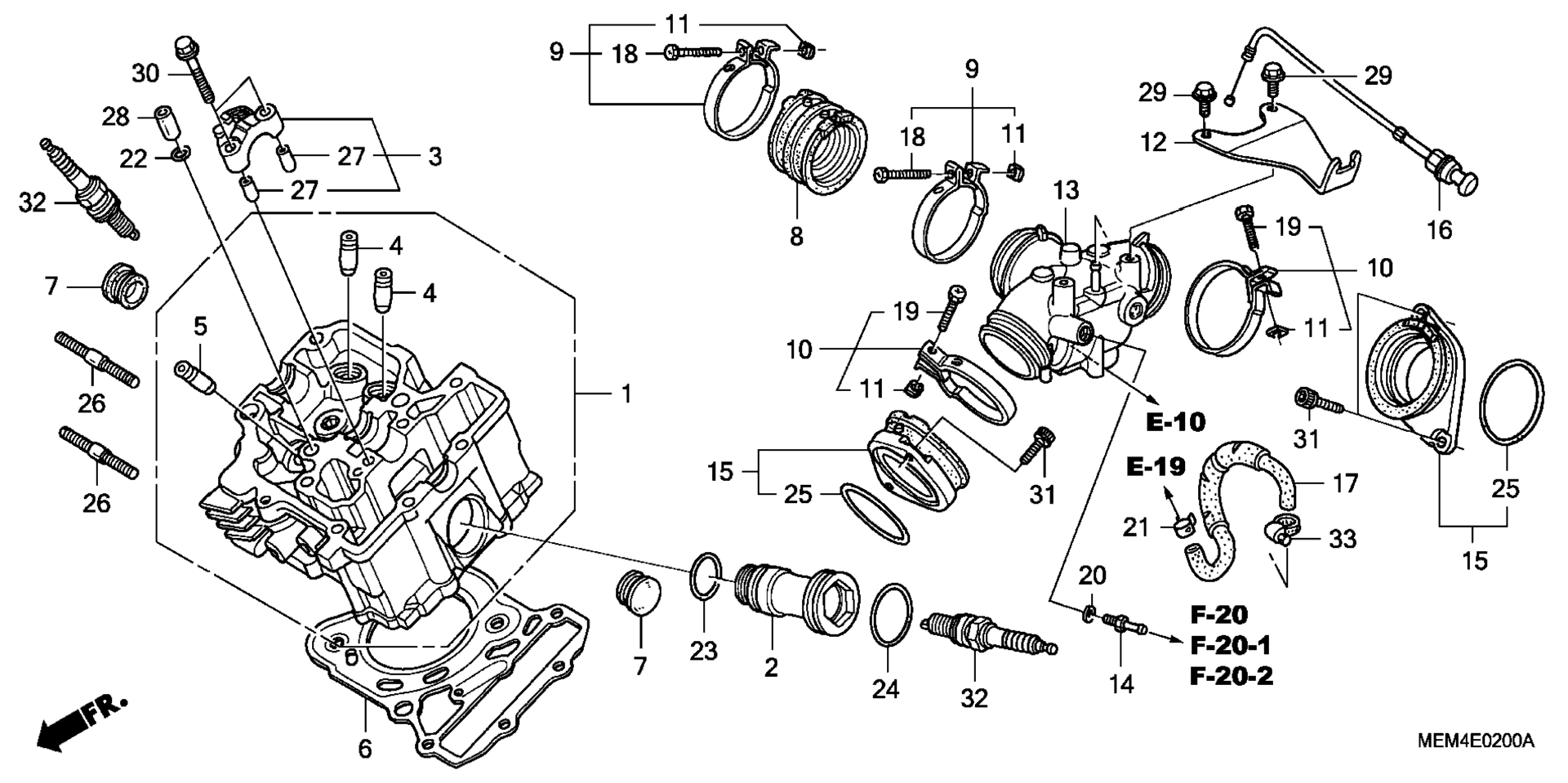 Передняя часть CYLINDER HEAD / INTAKE MANIFOLD