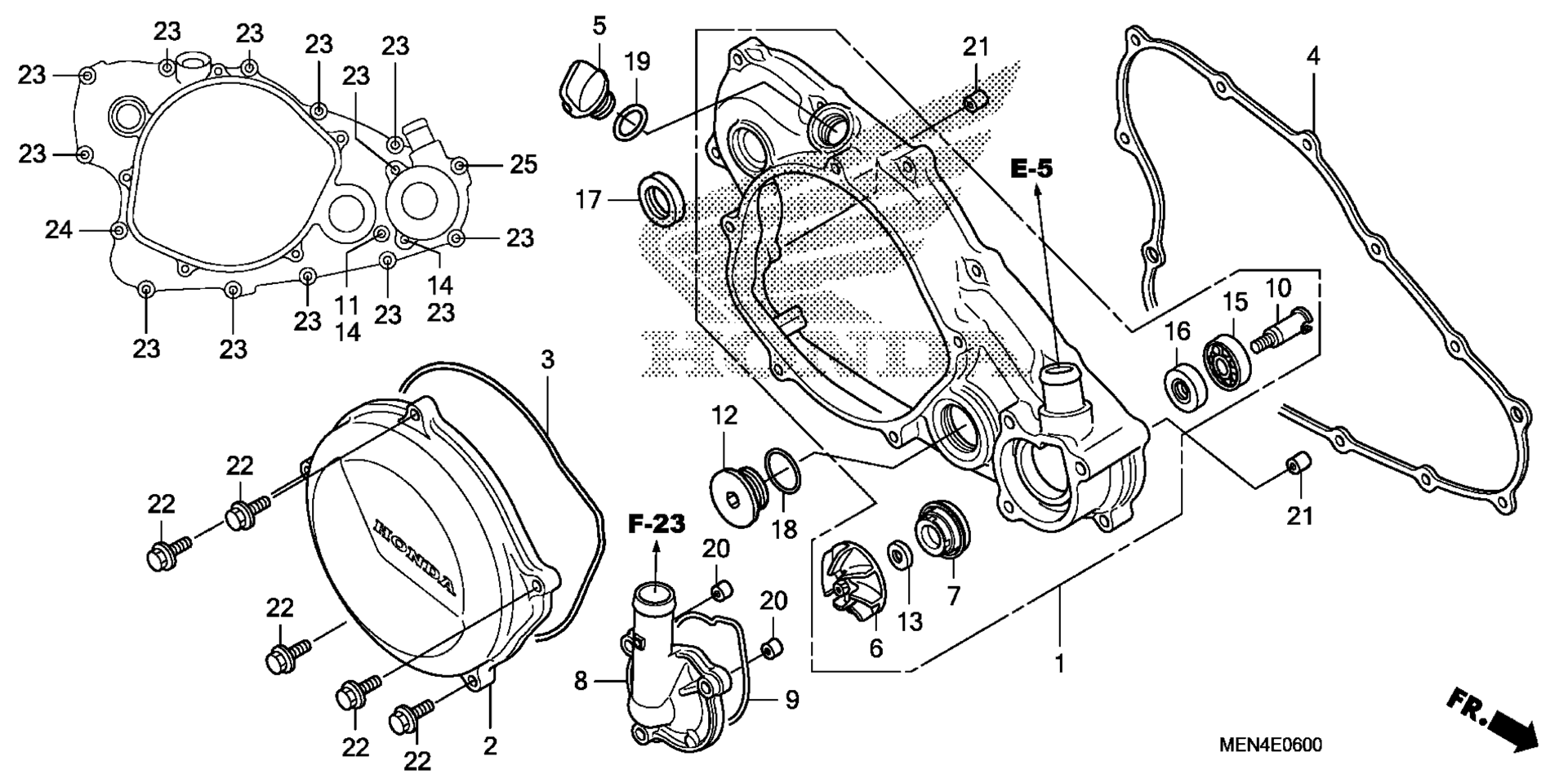 RIGHT CRANKCASE крышка / WATER насос