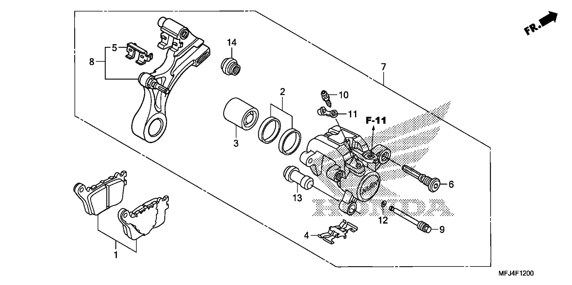 Задний суппорт тормоза (CBR600RR)