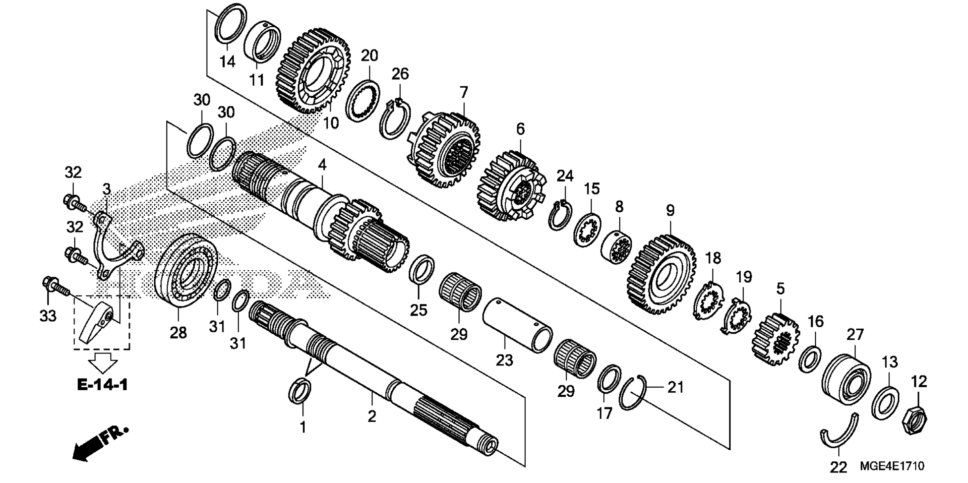 Трансмиссия (VFR1200FD) (MAINSHAFT)