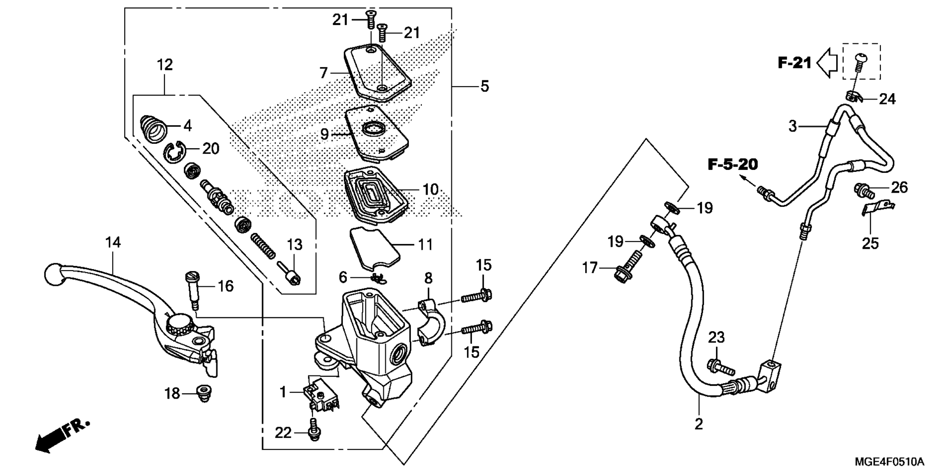 Передний главный цилиндр тормоза