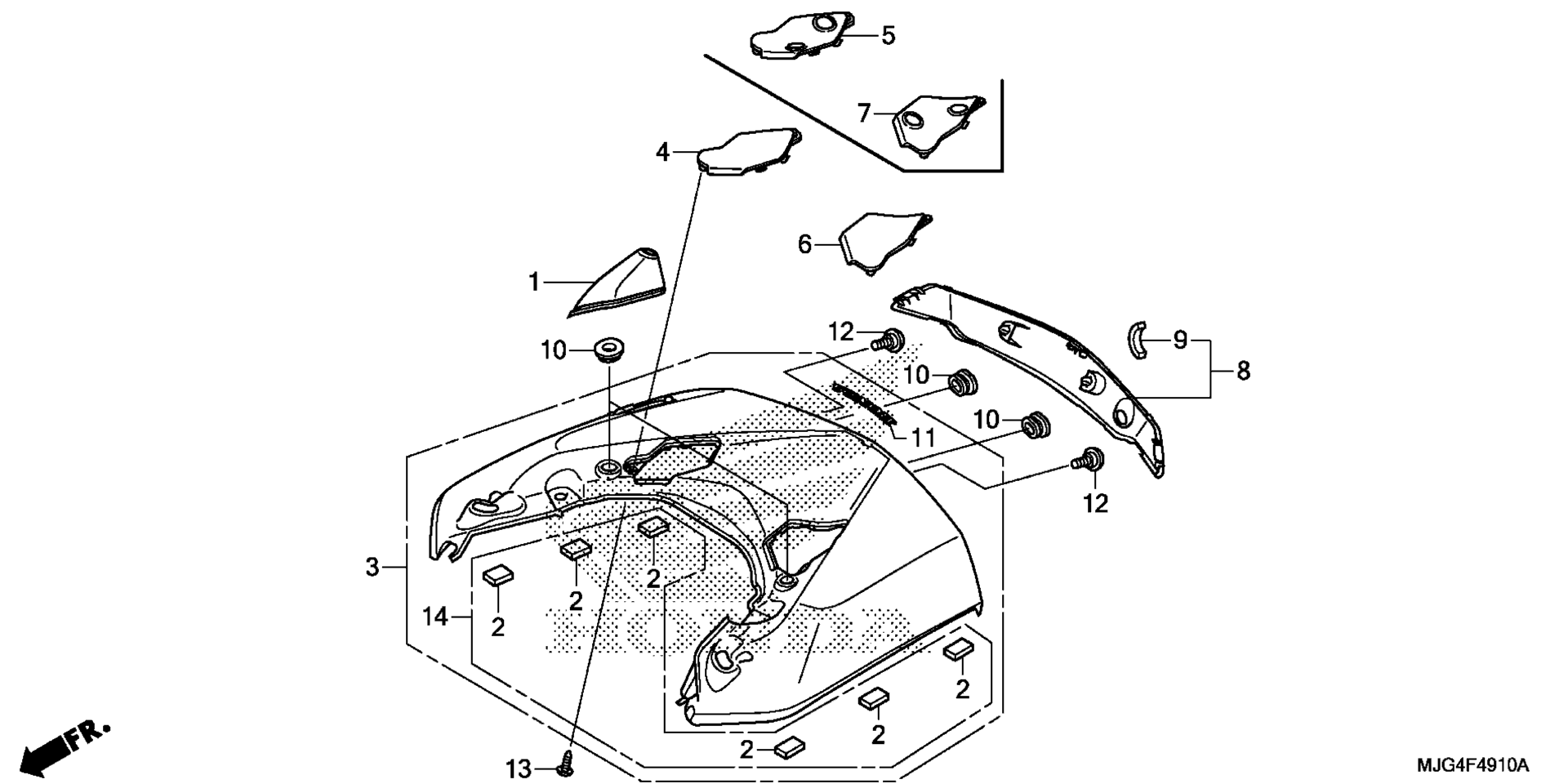 Задняя часть CENTER TOP COVER
