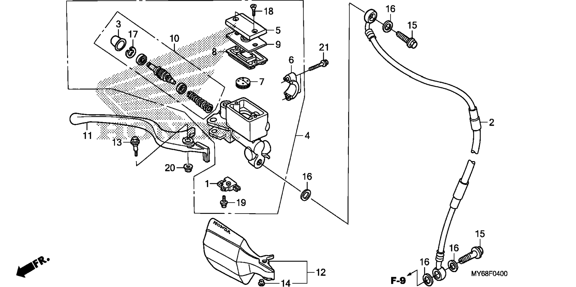 Передний главный цилиндр тормоза