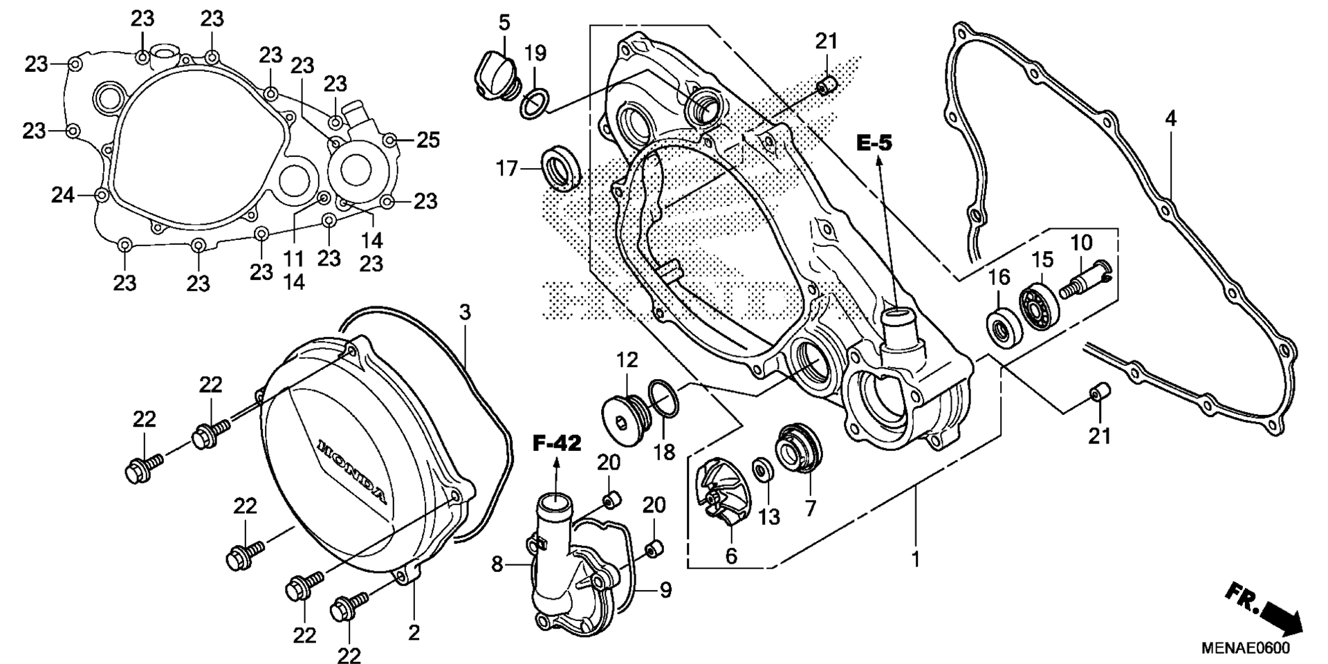 RIGHT CRANKCASE крышка / WATER насос