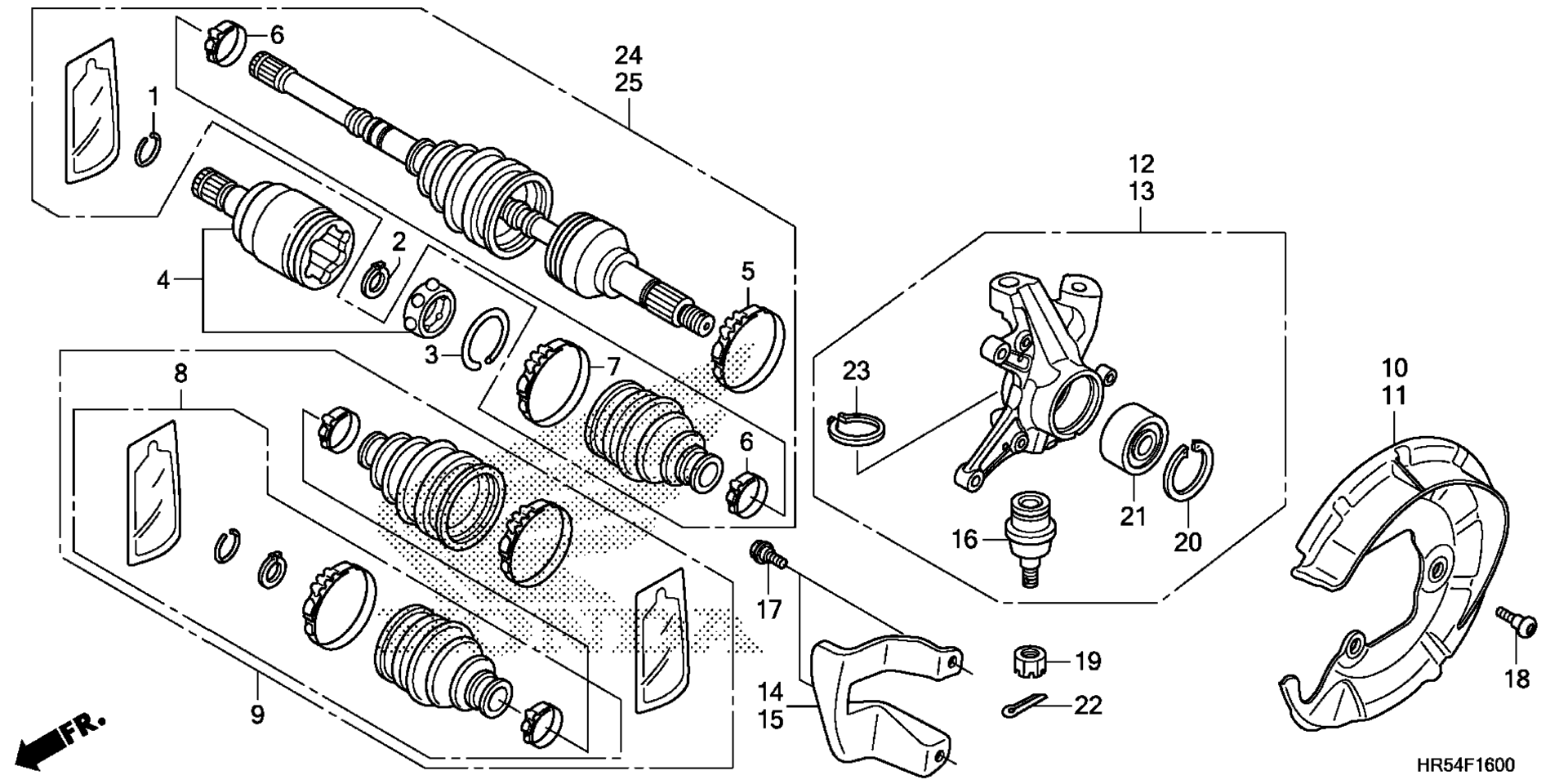 Передняя часть KNUCKLE / FRONT DRIVE SHAFT