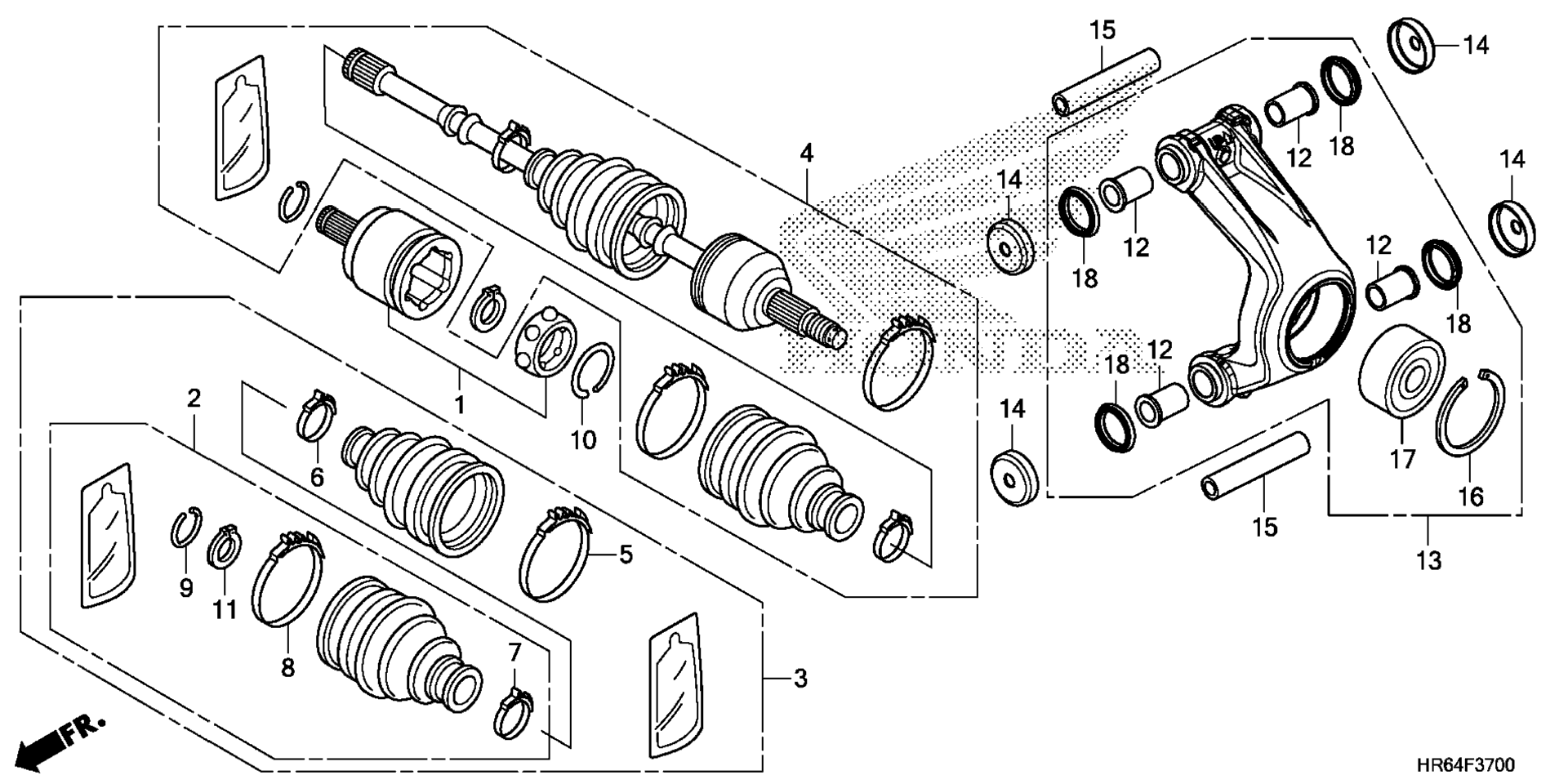 Задняя часть KNUCKLE / REAR DRIVE SHAFT
