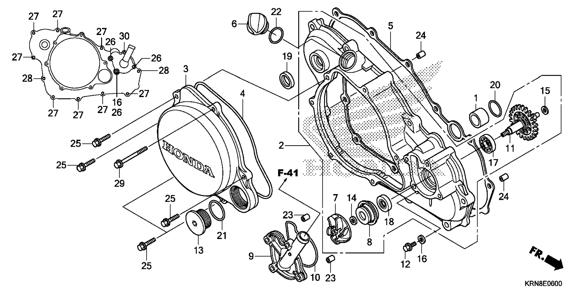 RIGHT CRANKCASE крышка / WATER насос