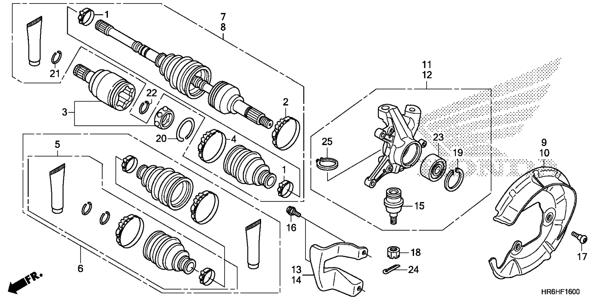 Передняя часть KNUCKLE / FRONT DRIVE SHAFT