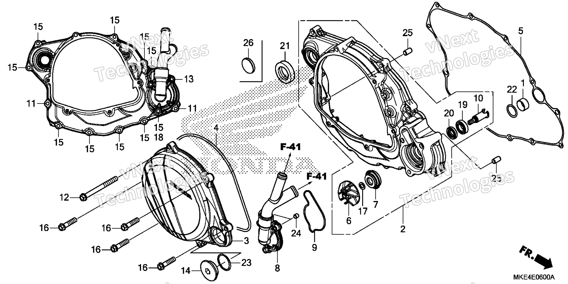 RIGHT CRANKCASE крышка / WATER насос