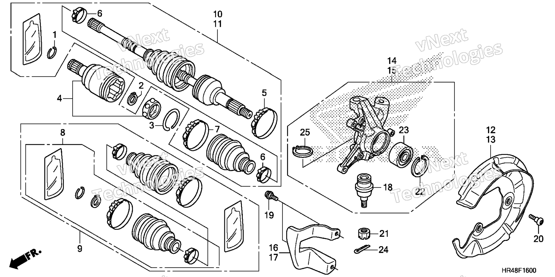Передняя часть KNUCKLE / FRONT DRIVE SHAFT