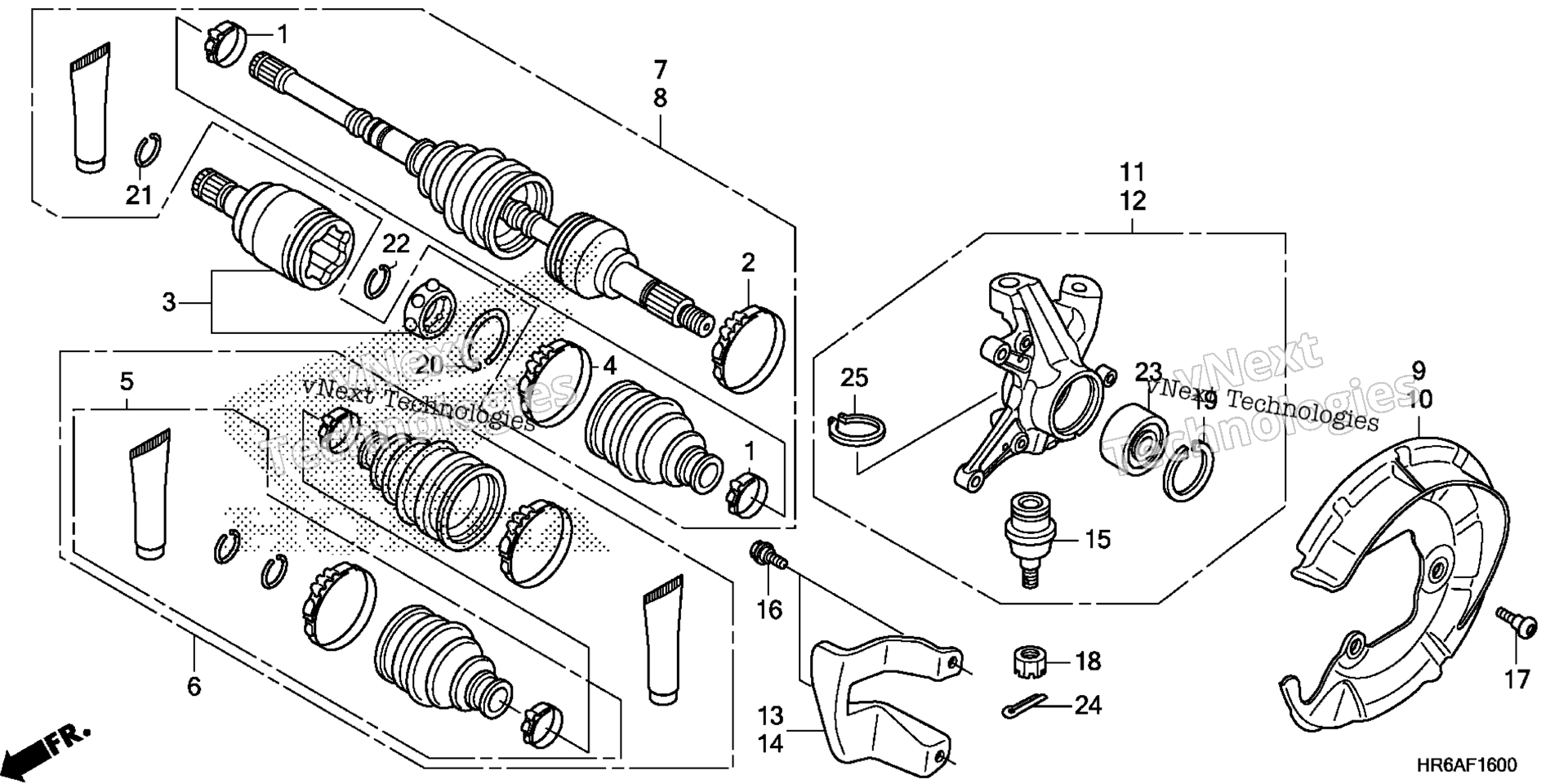 Передняя часть KNUCKLE / FRONT DRIVE SHAFT
