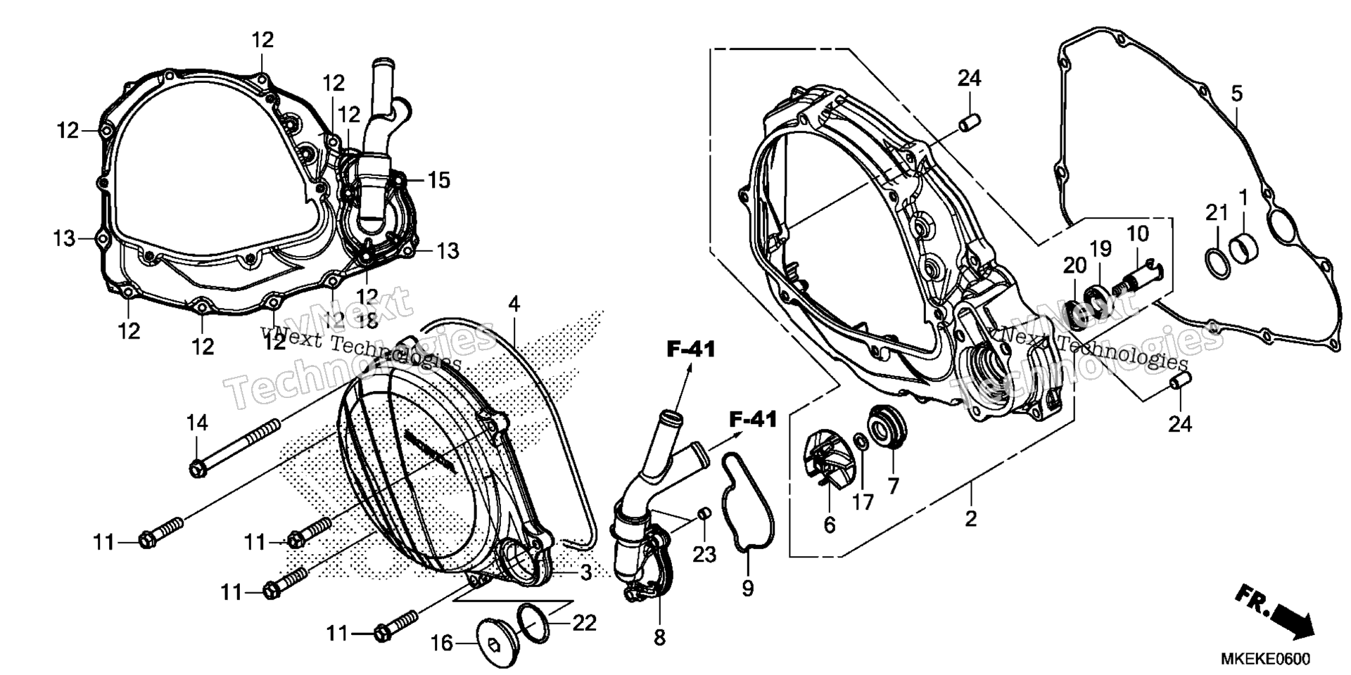 RIGHT CRANKCASE крышка / WATER насос