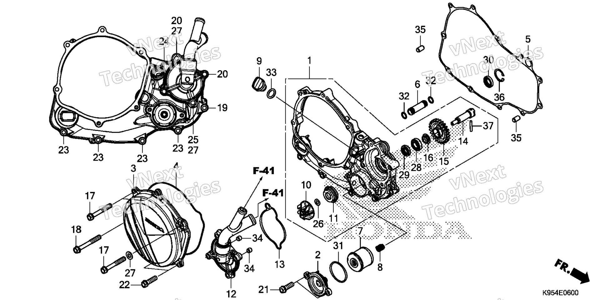 RIGHT CRANKCASE крышка / WATER насос