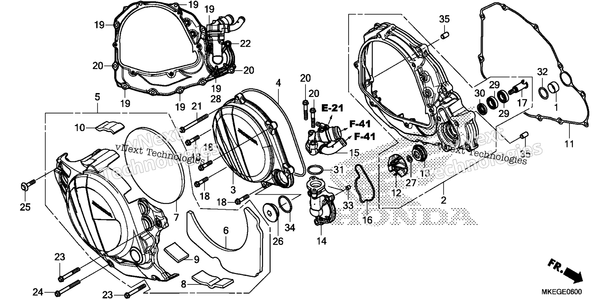 RIGHT CRANKCASE крышка / WATER насос