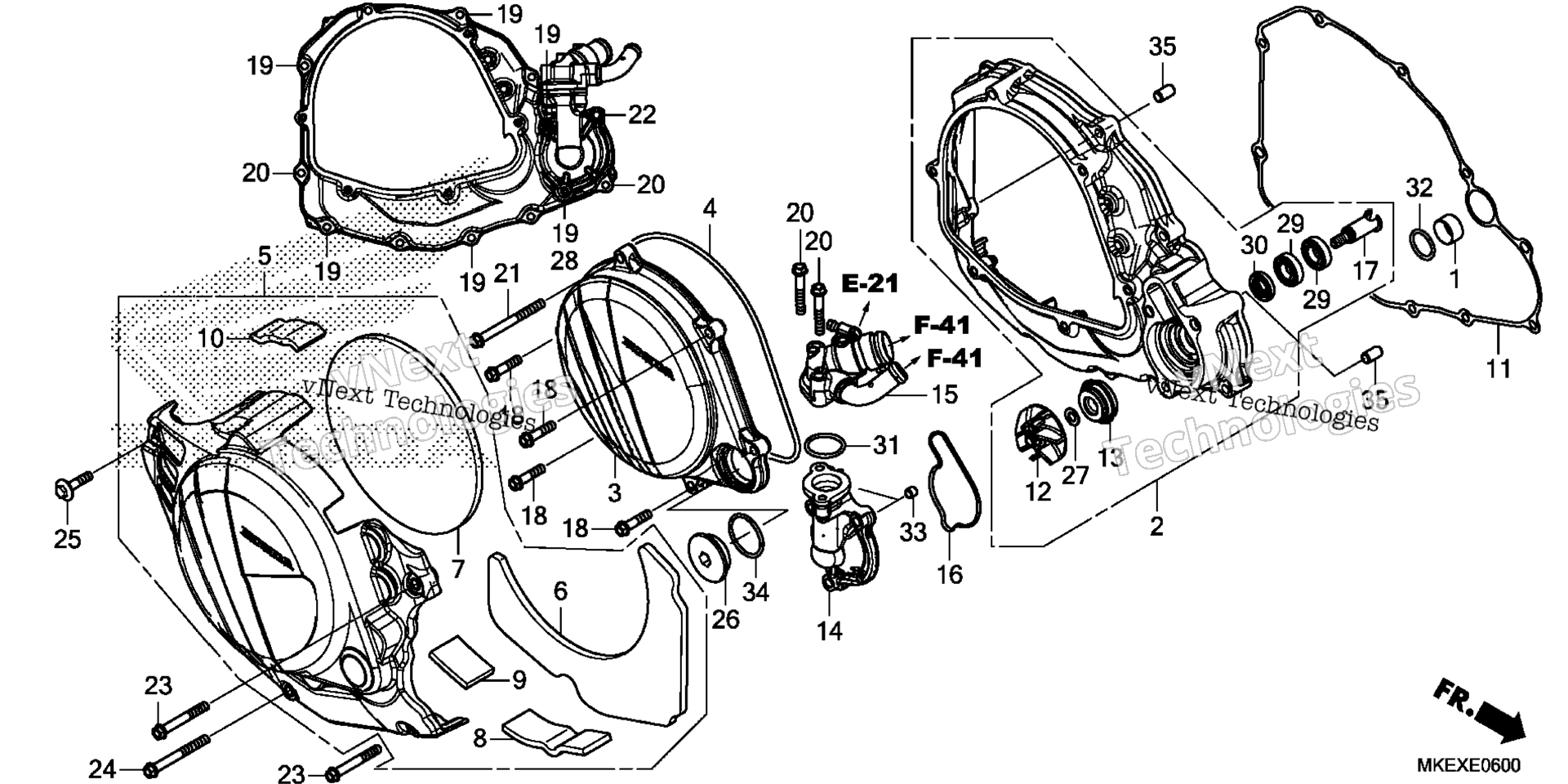 RIGHT CRANKCASE крышка / WATER насос