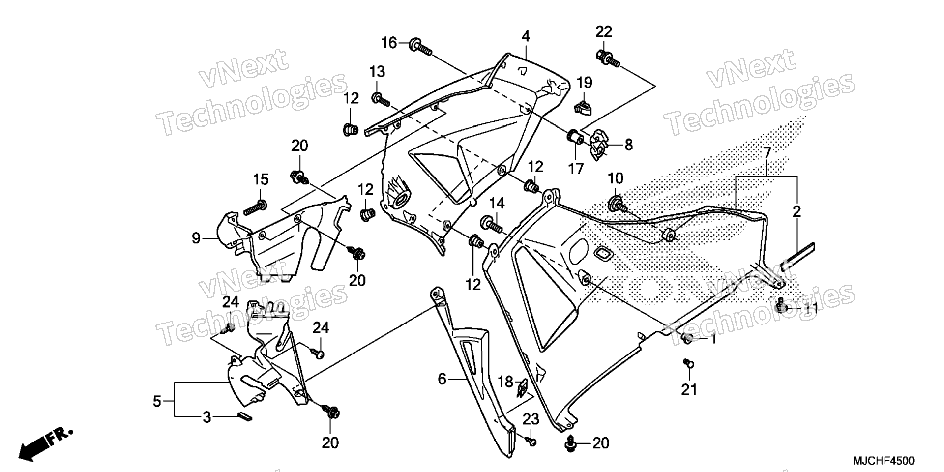 MIDDLE COWL / LOWER COWL (R.)