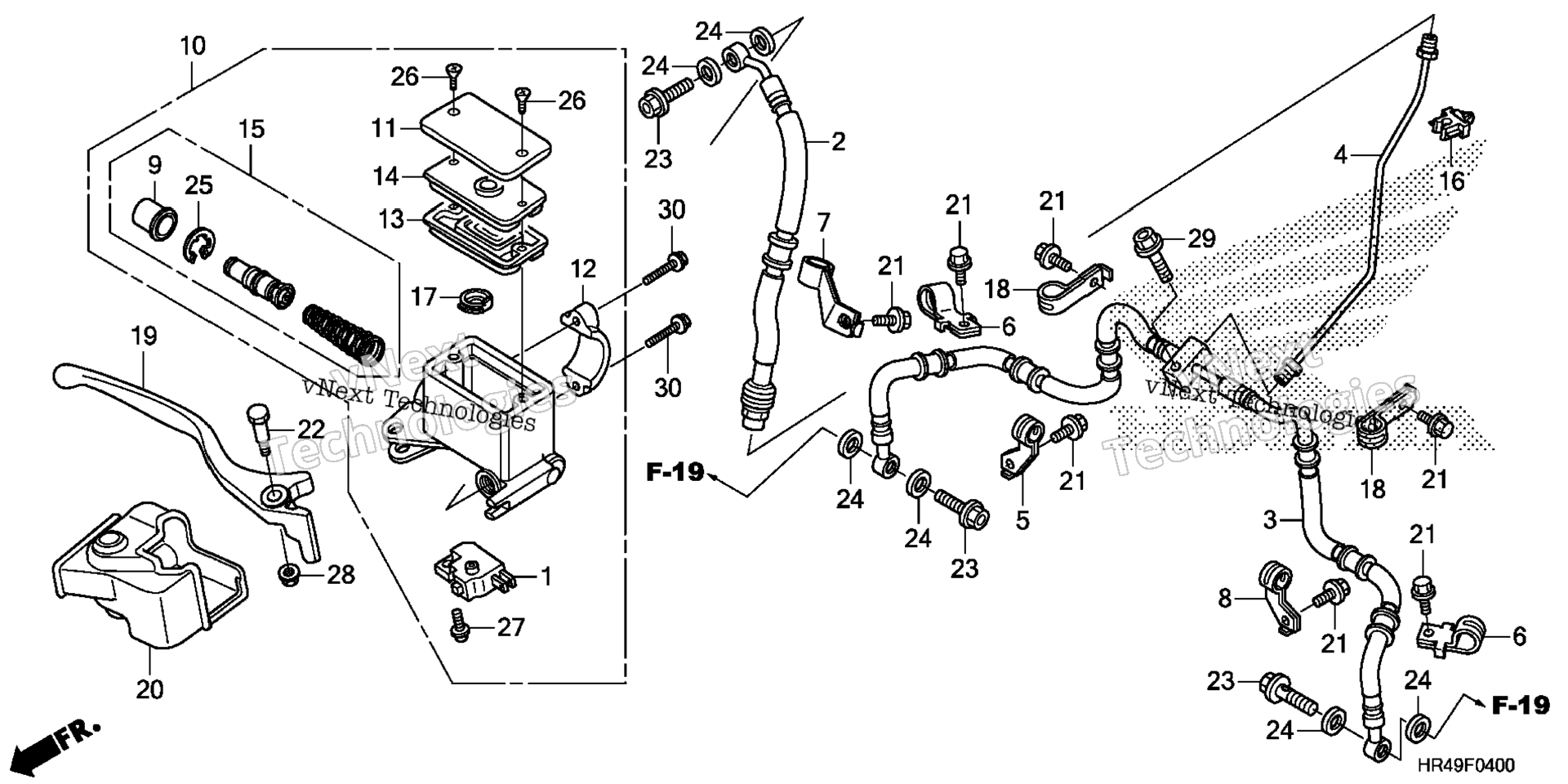 Передний главный цилиндр тормоза