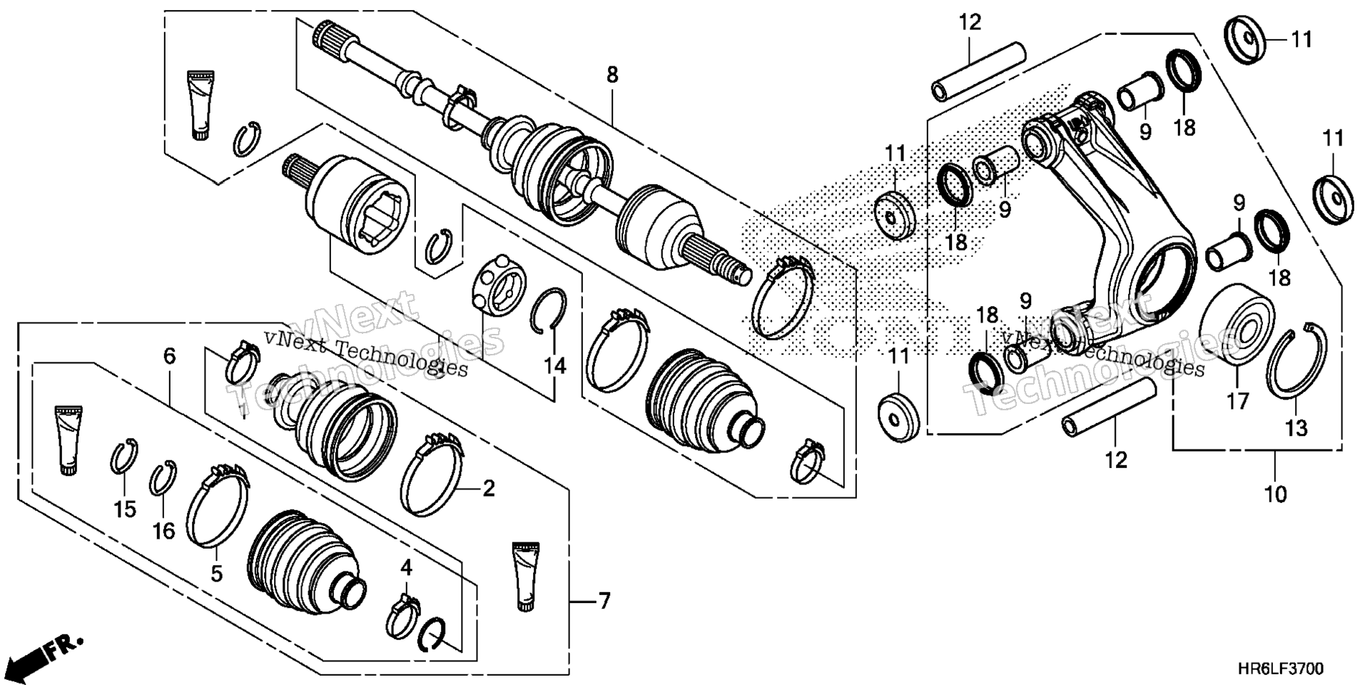 Задняя часть KNUCKLE / REAR DRIVE SHAFT