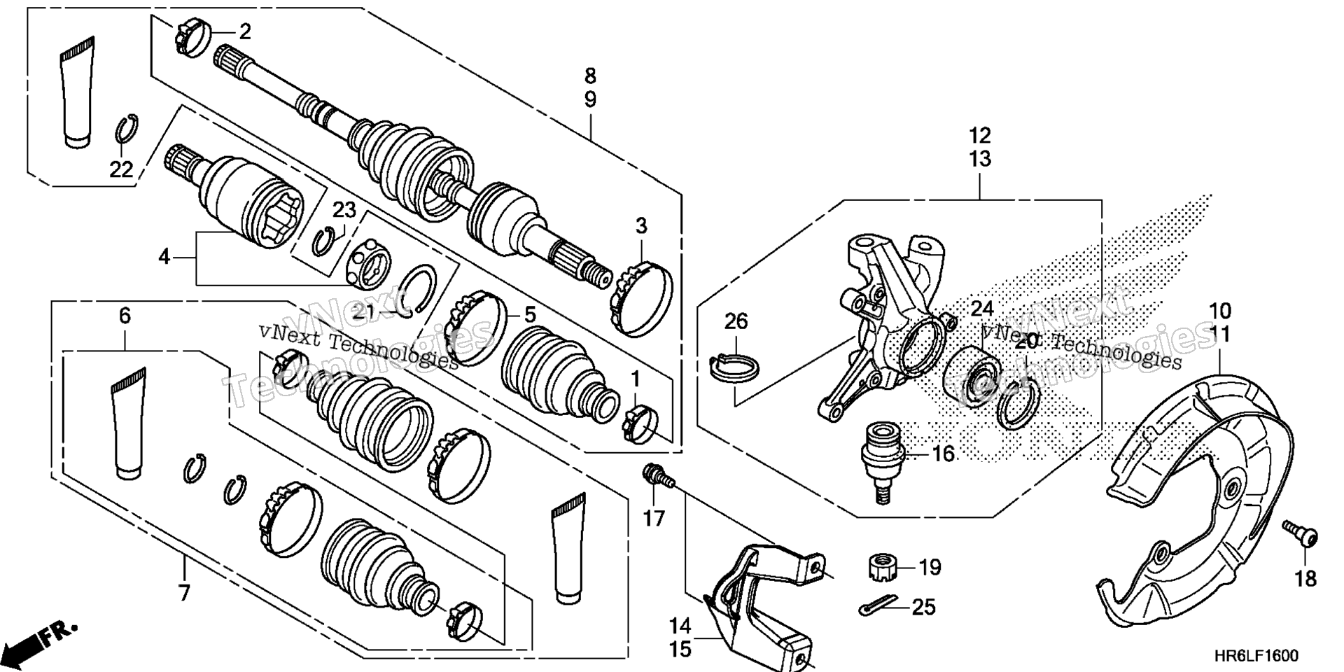 Передняя часть KNUCKLE / FRONT DRIVE SHAFT