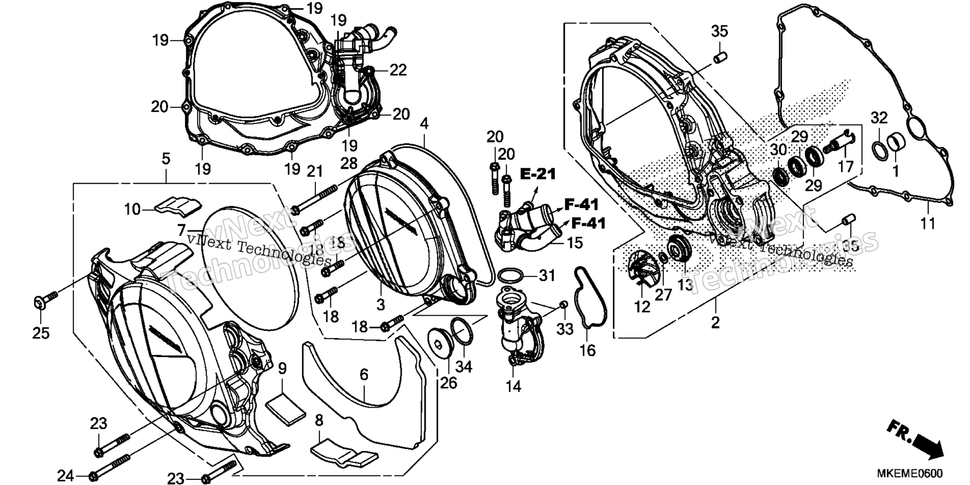 RIGHT CRANKCASE крышка / WATER насос