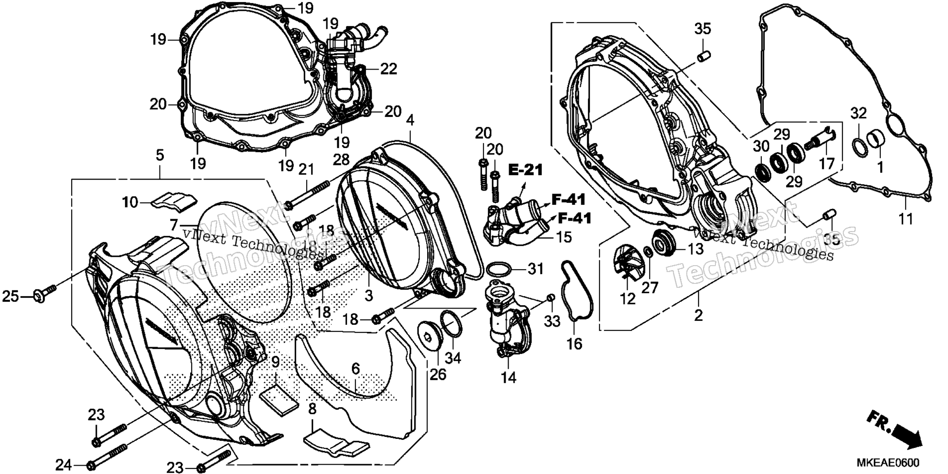 RIGHT CRANKCASE крышка / WATER насос