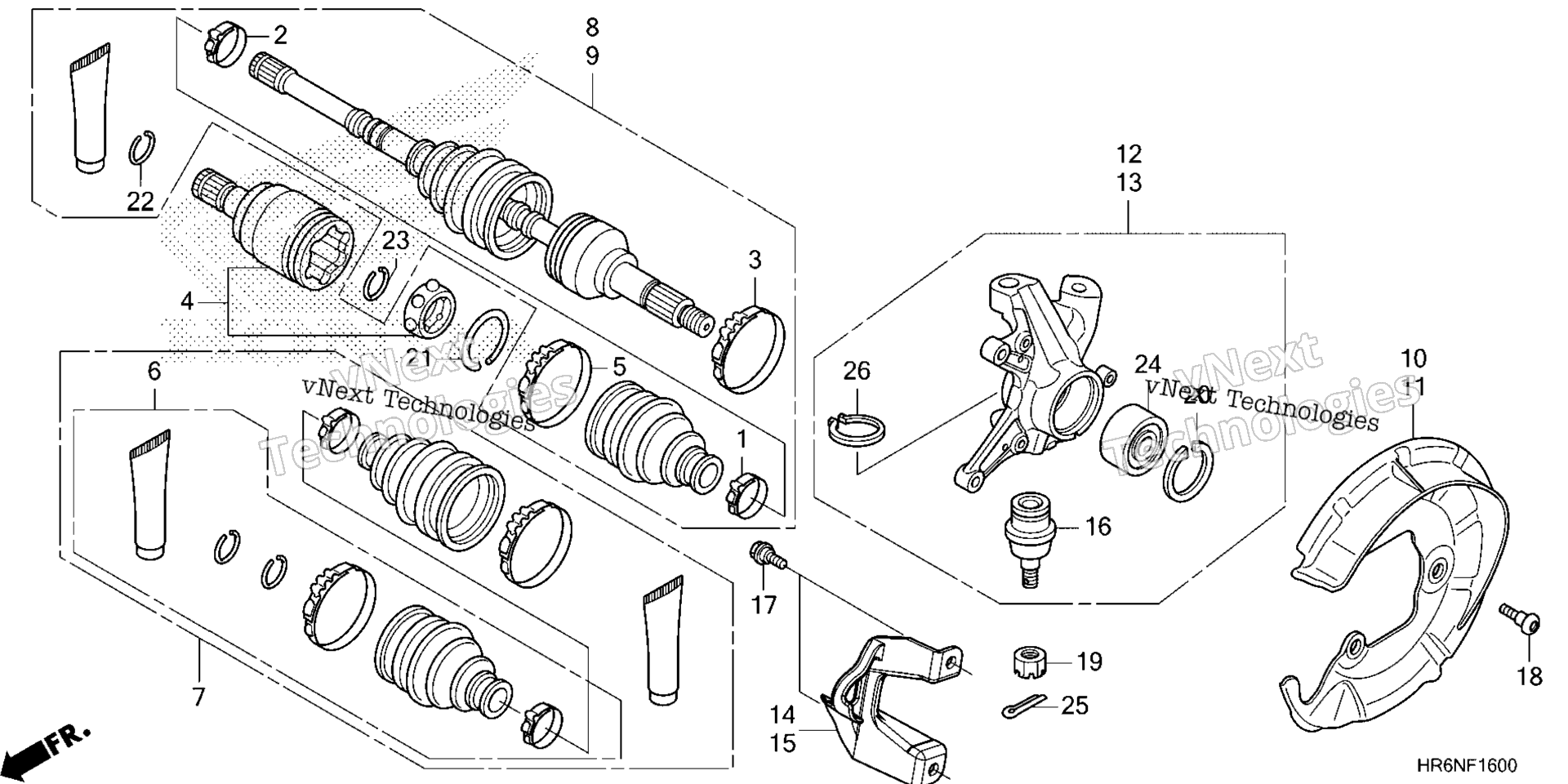 Передняя часть KNUCKLE / FRONT DRIVE SHAFT