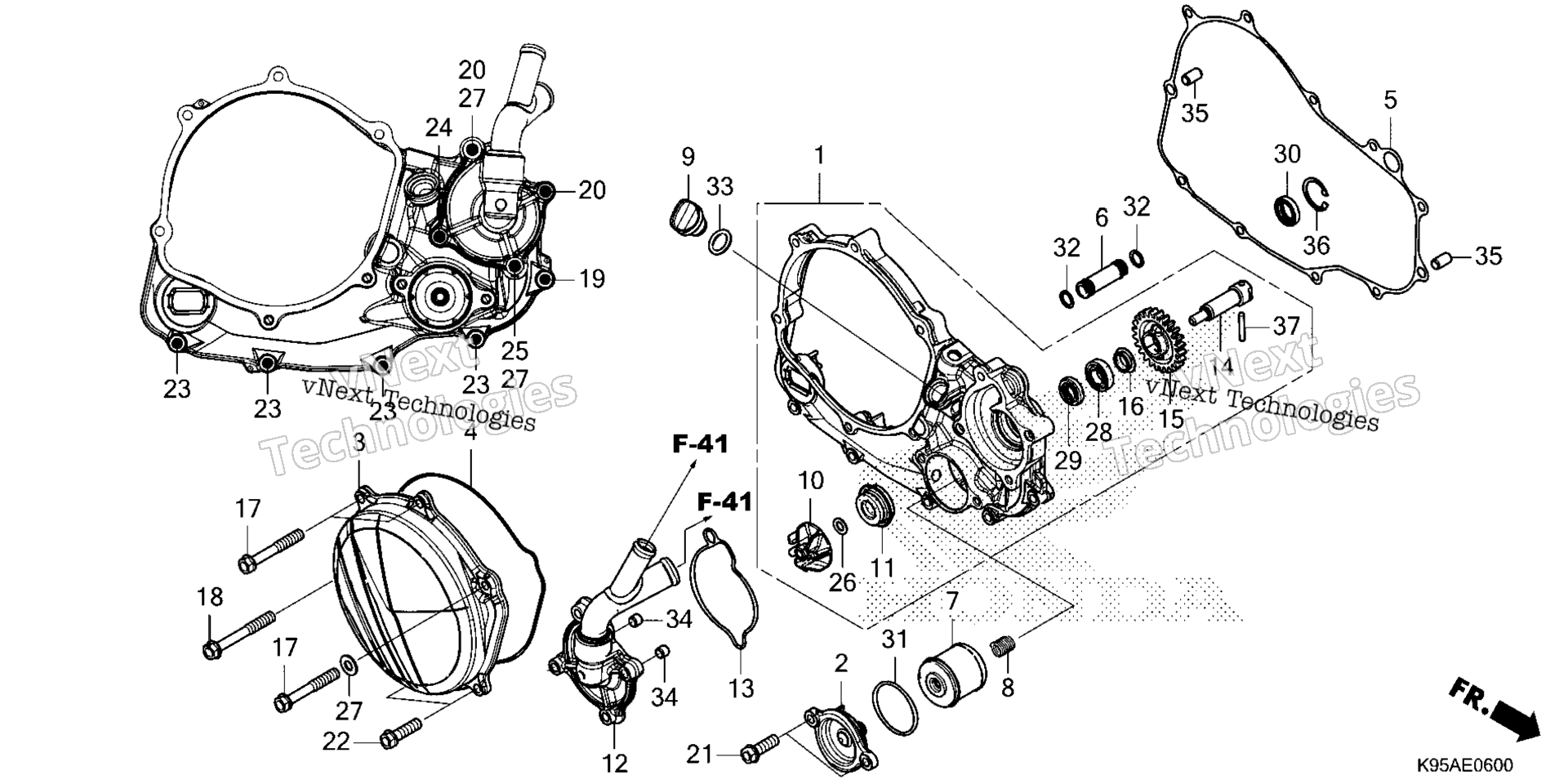 RIGHT CRANKCASE крышка / WATER насос