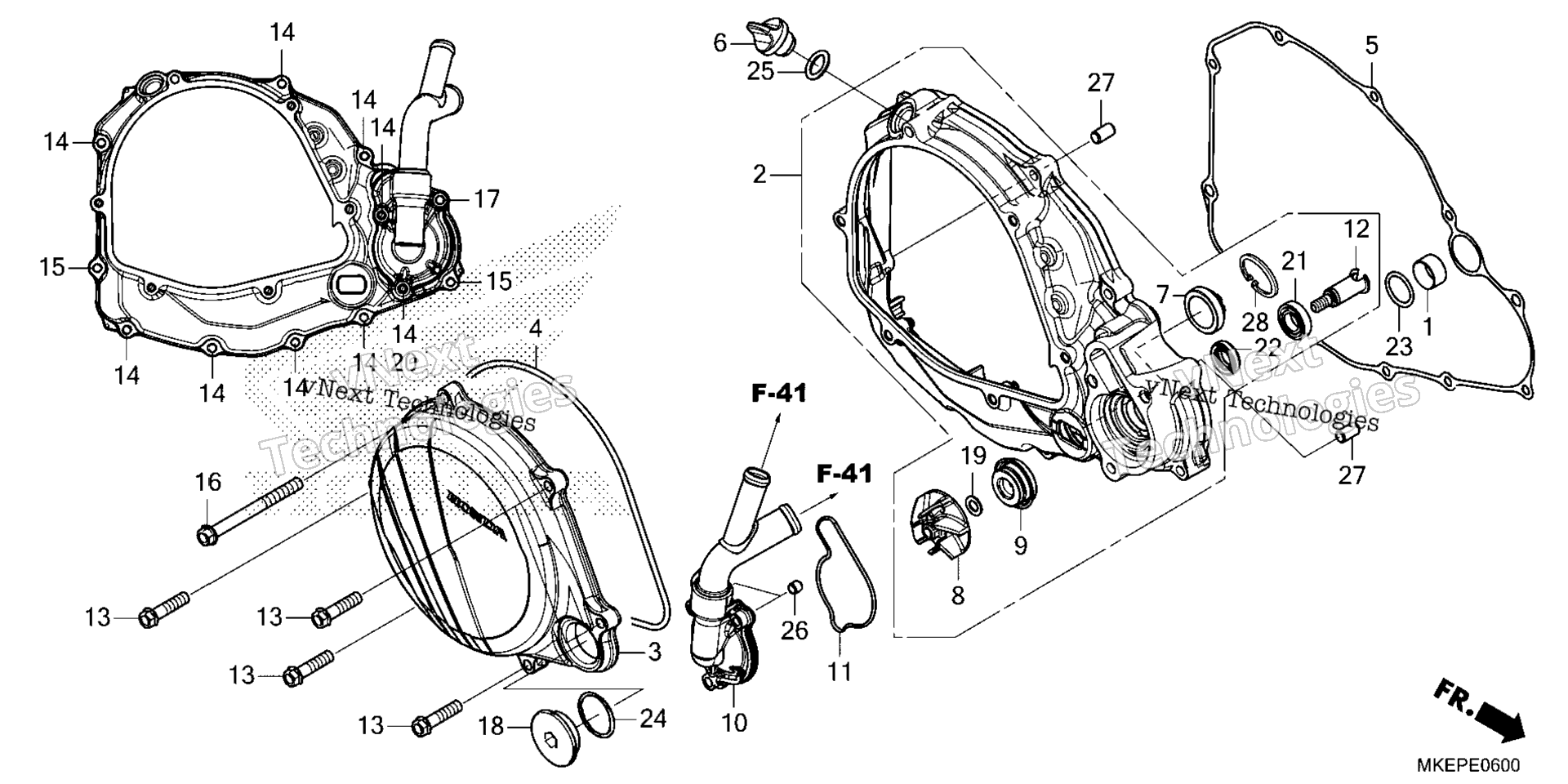 RIGHT CRANKCASE крышка / WATER насос