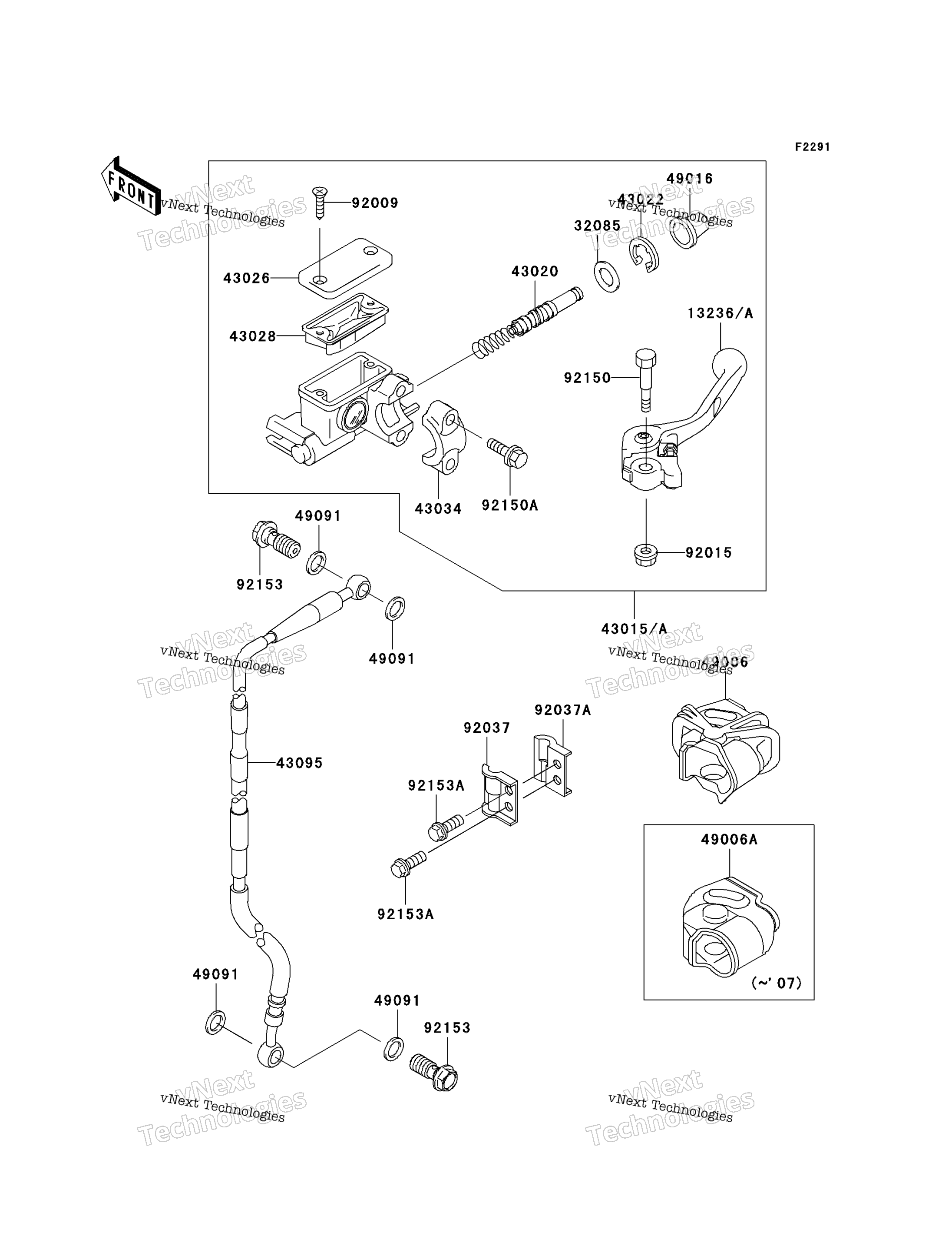 Передний главный цилиндр тормоза