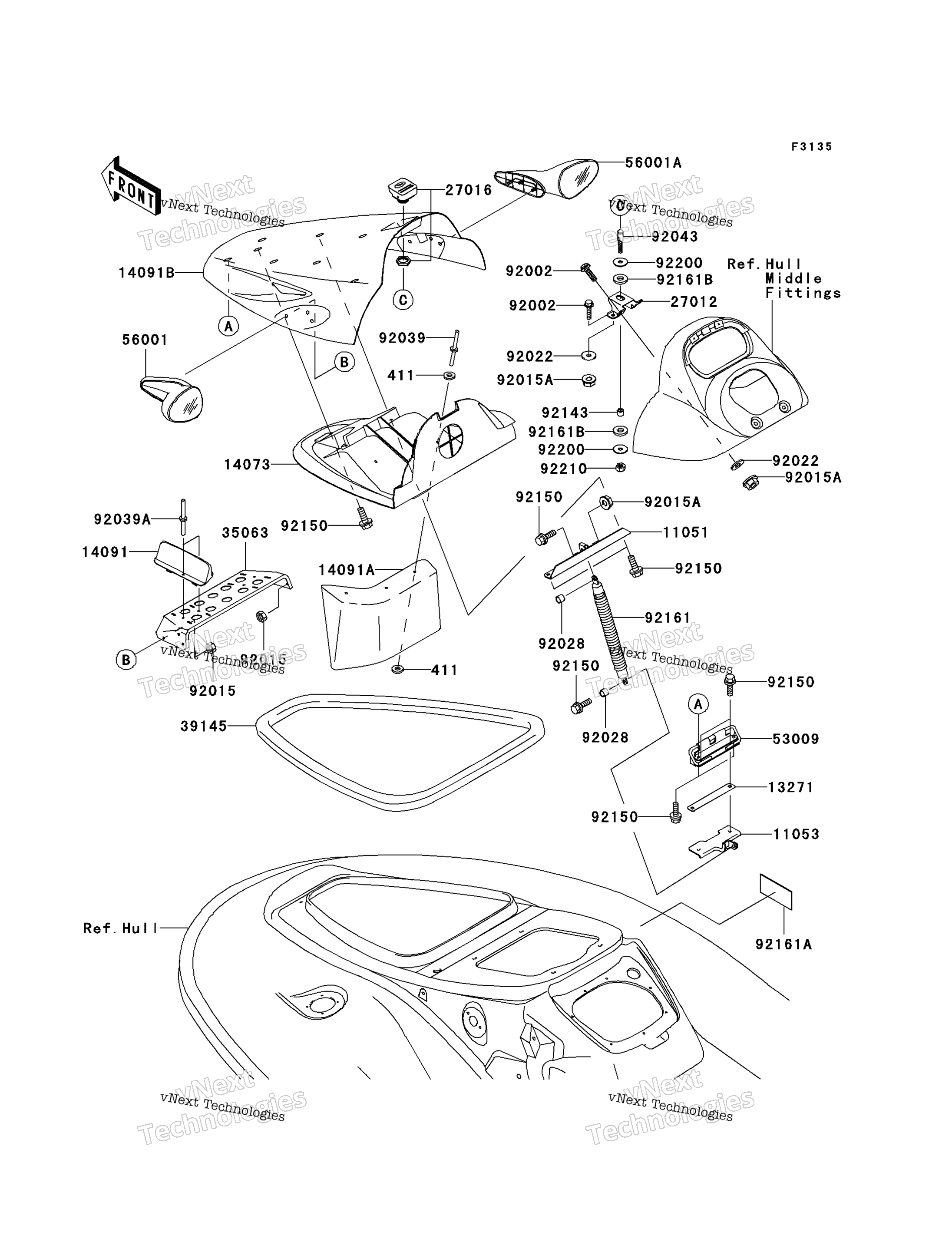Hull передний Fittings