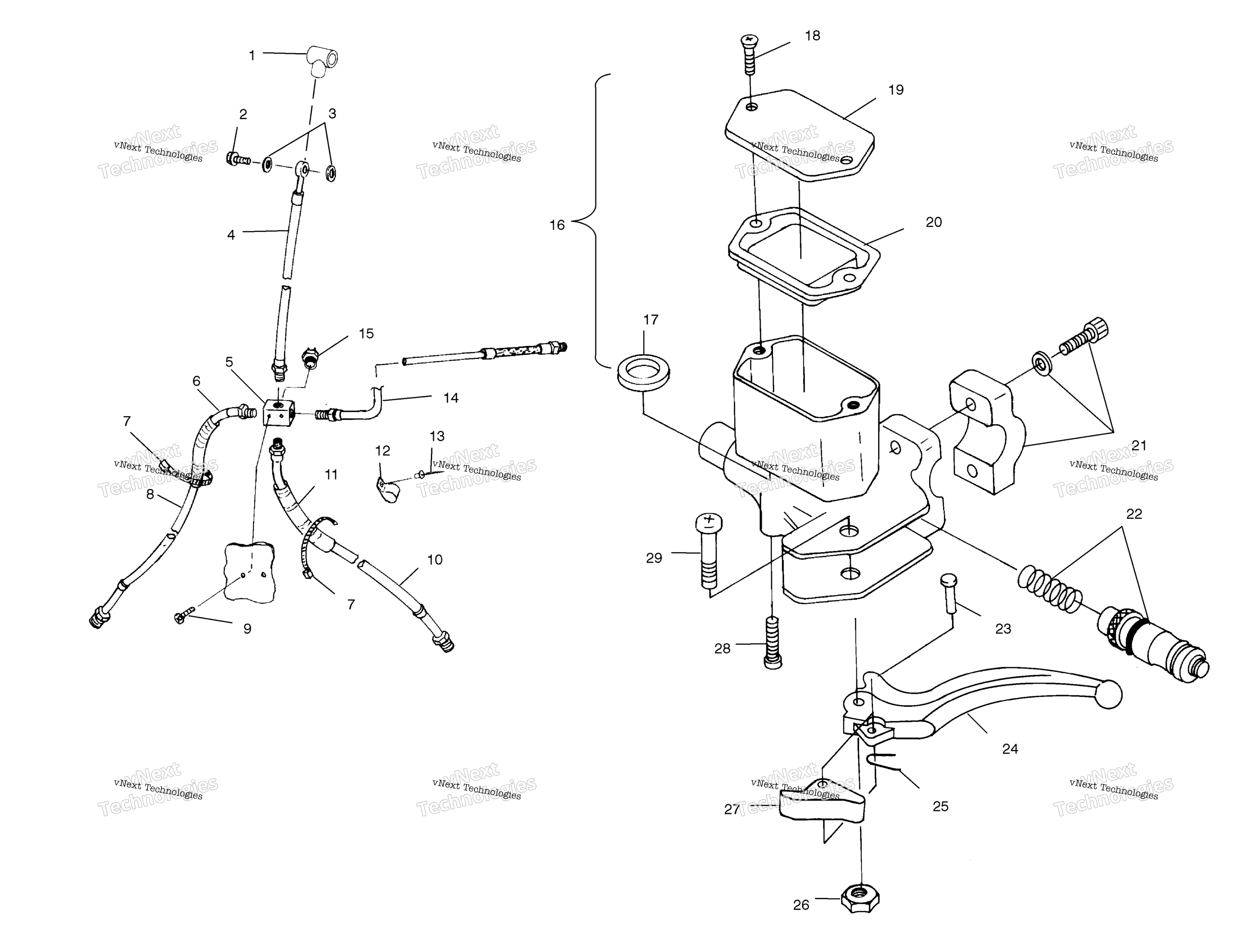 Органы управления Master Cylinder/Brake Line