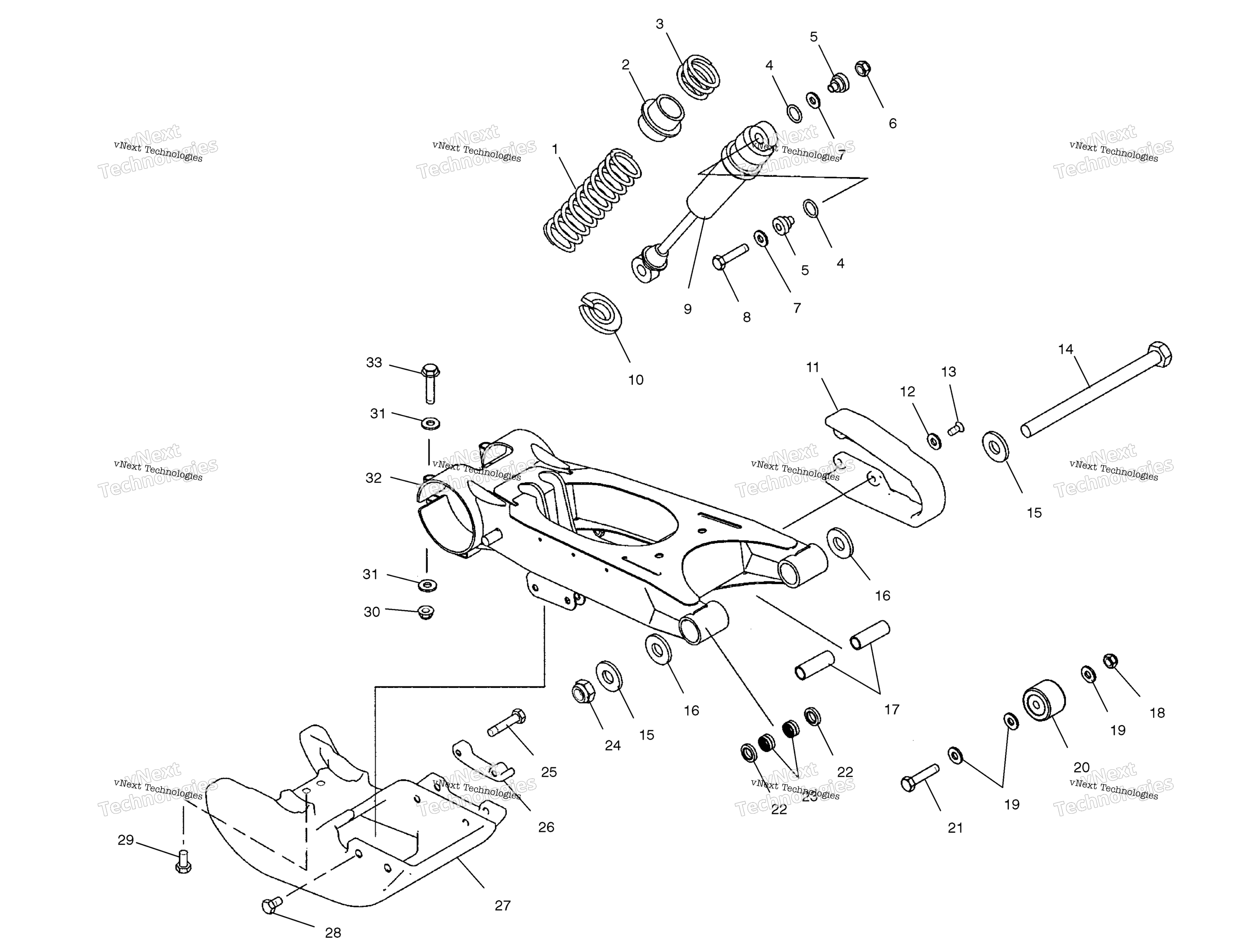 Swing Arm & задний Shock