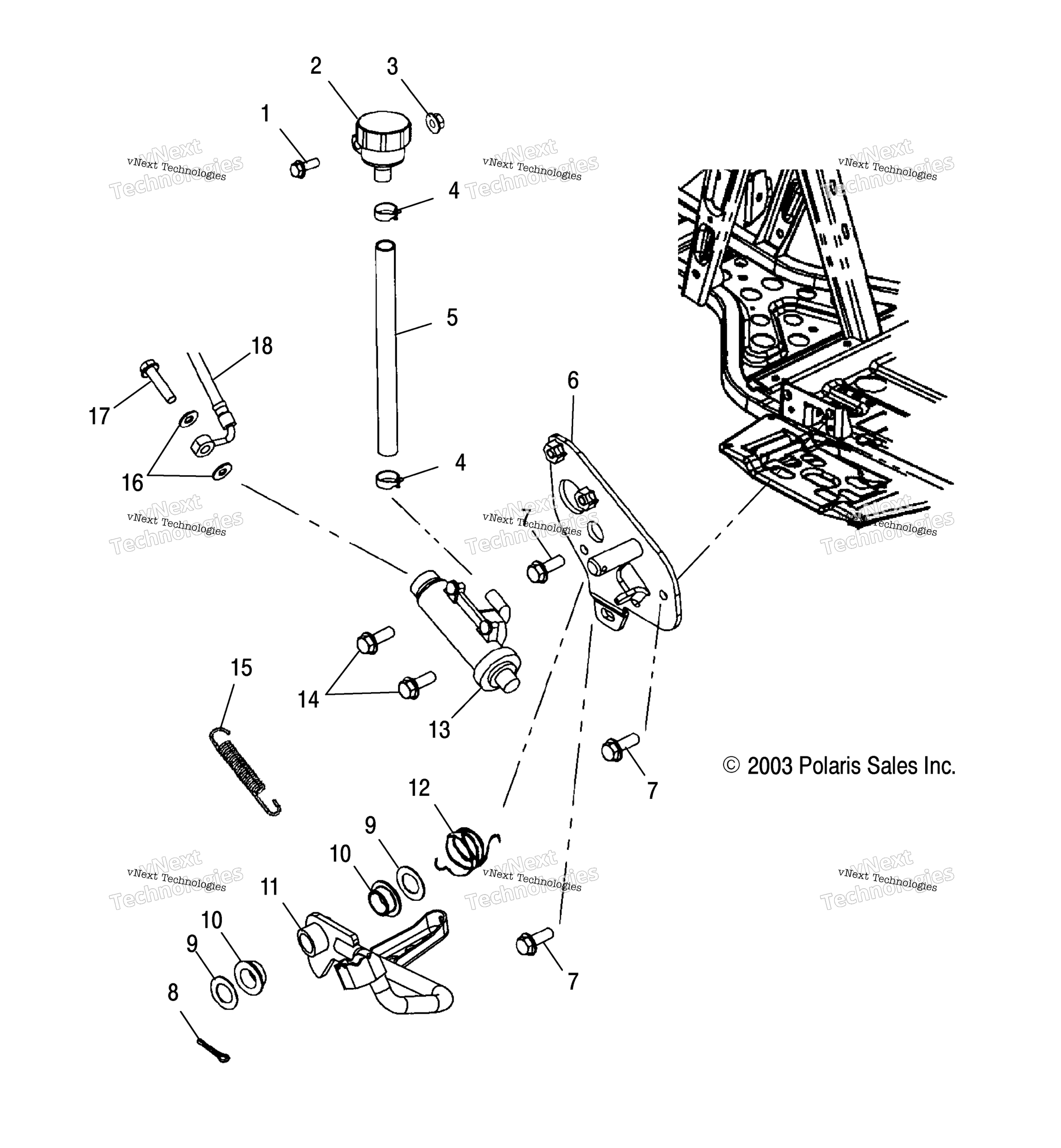 Задняя часть Master Cylinder/Foot Pedal