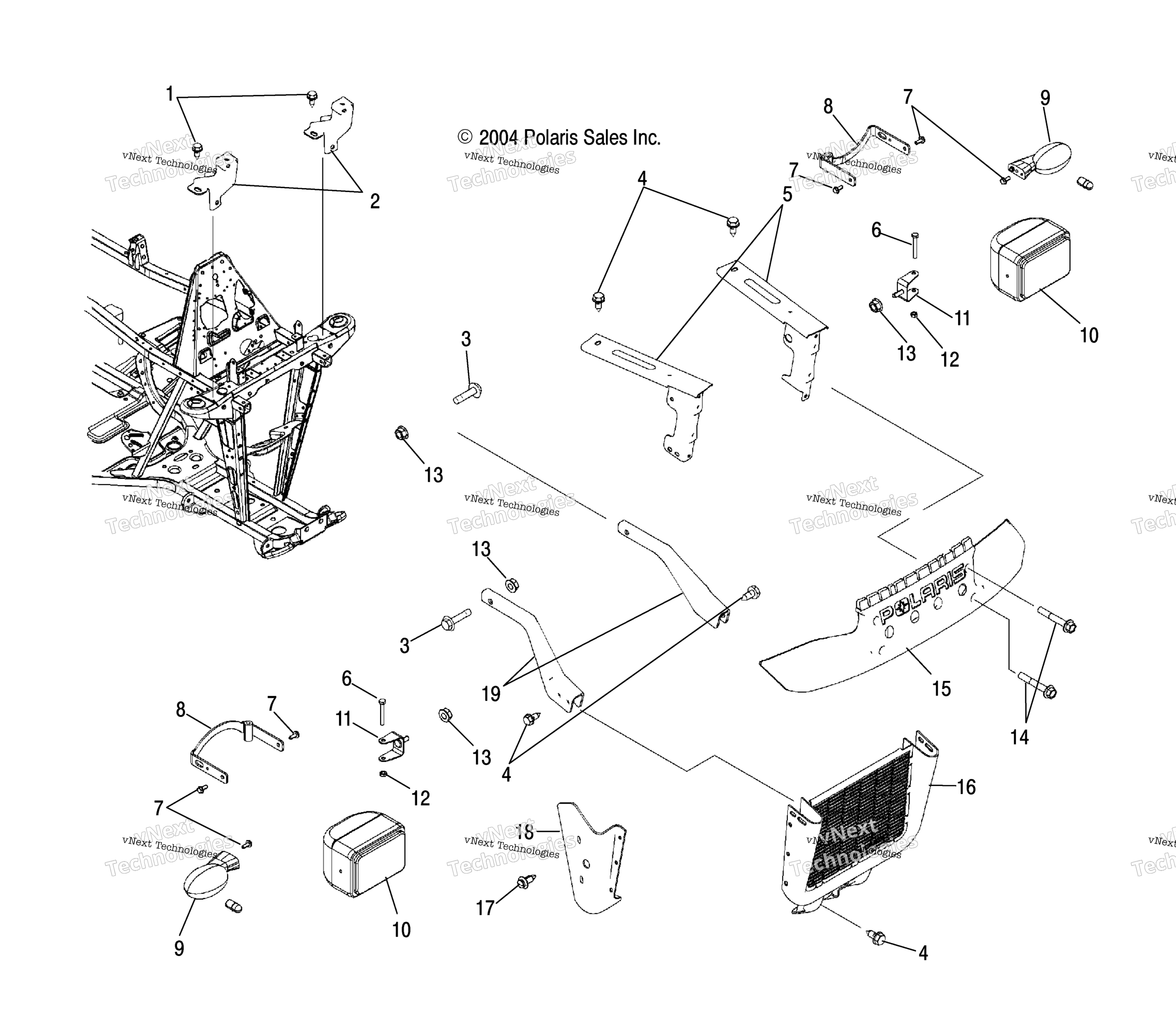 Bumper Mounting, передний & Headlight & Turn Signals, передний