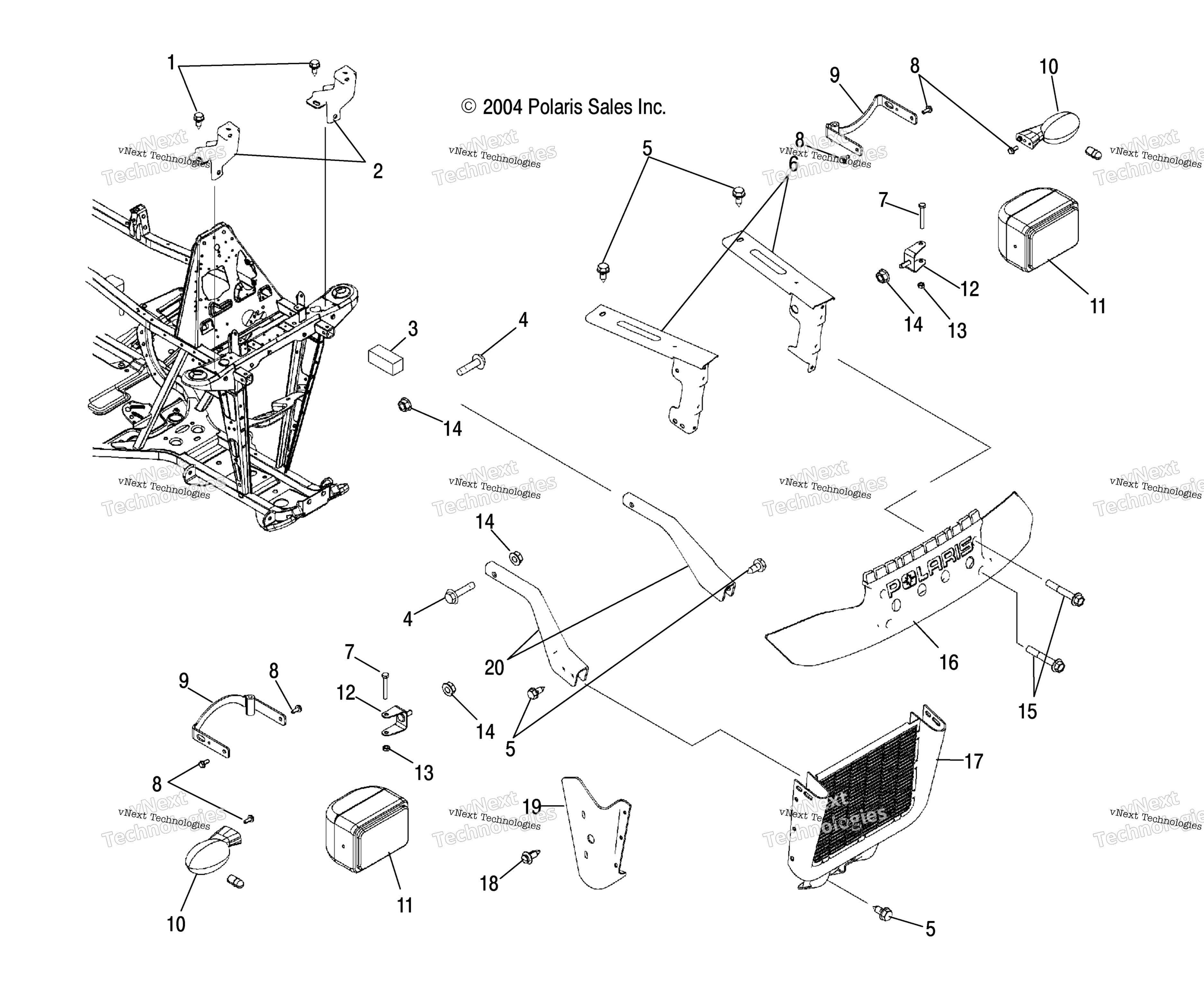 Передняя часть Bumper Mounting/Headlight/Front Turn Signals