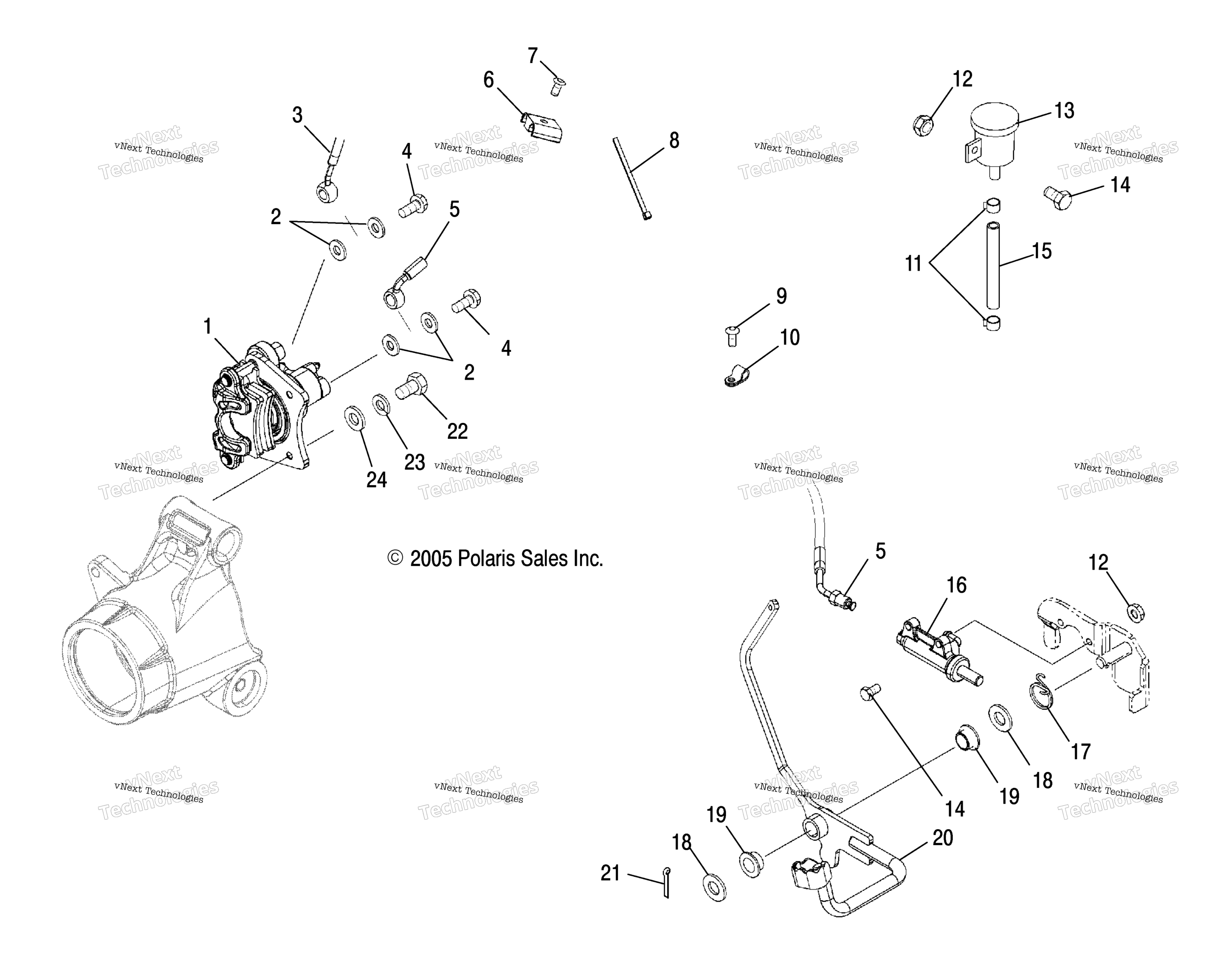 Master Cylinder, задний / Foot Pedal / Ax / Ay / Az / Al / At