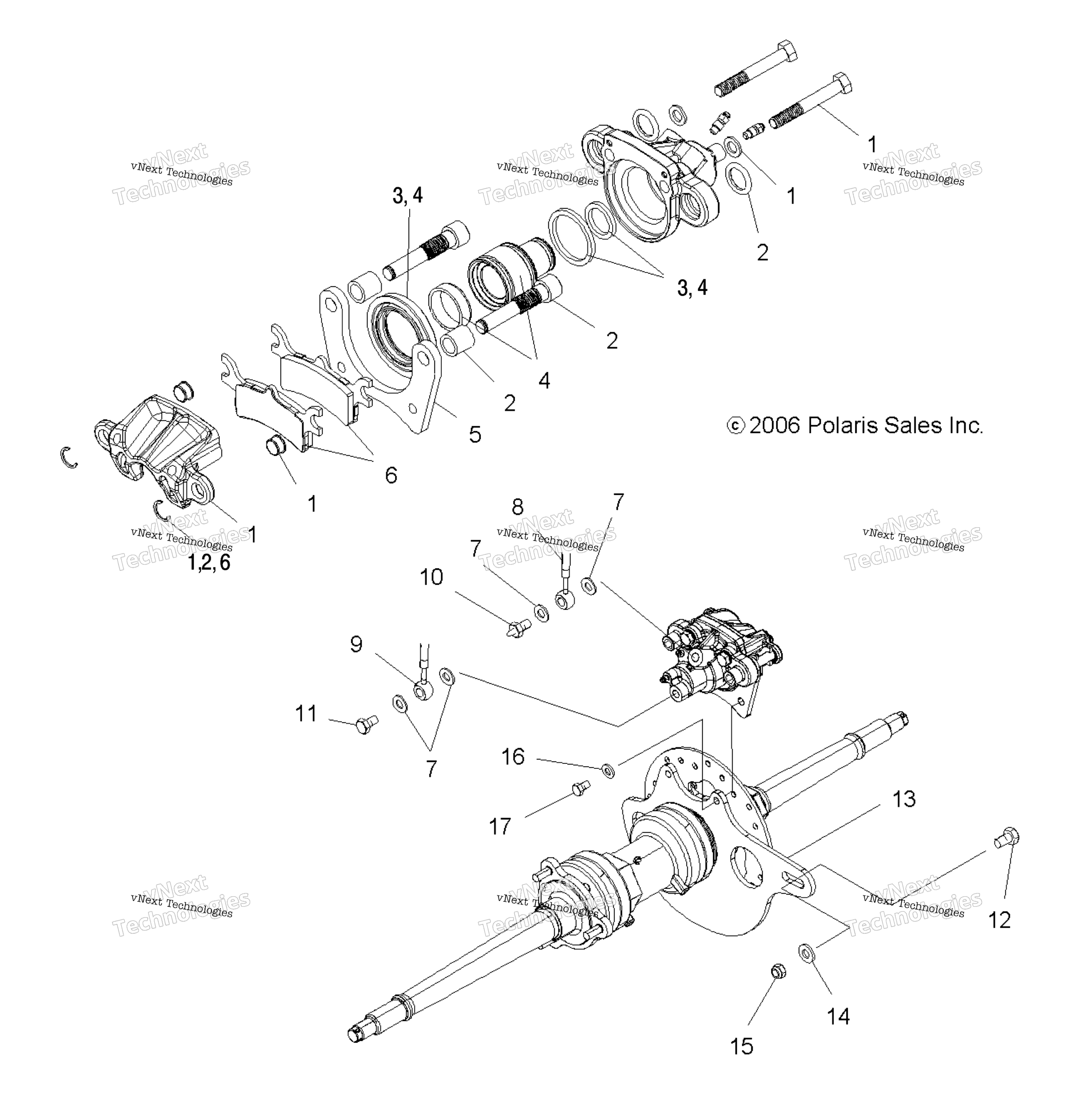 Brake, Caliper Mounting, задний