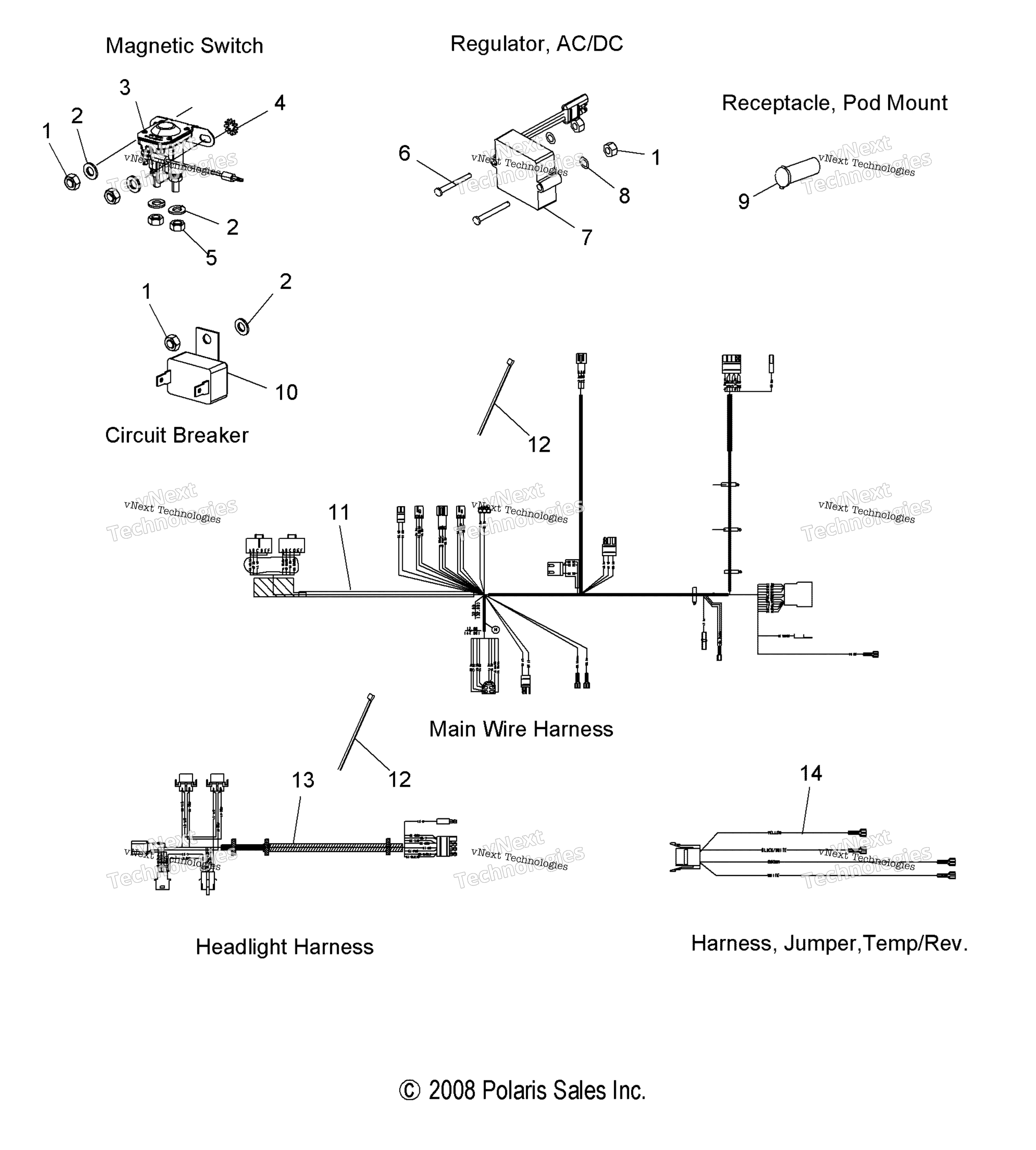 Electrical, провод Harnesses & Components