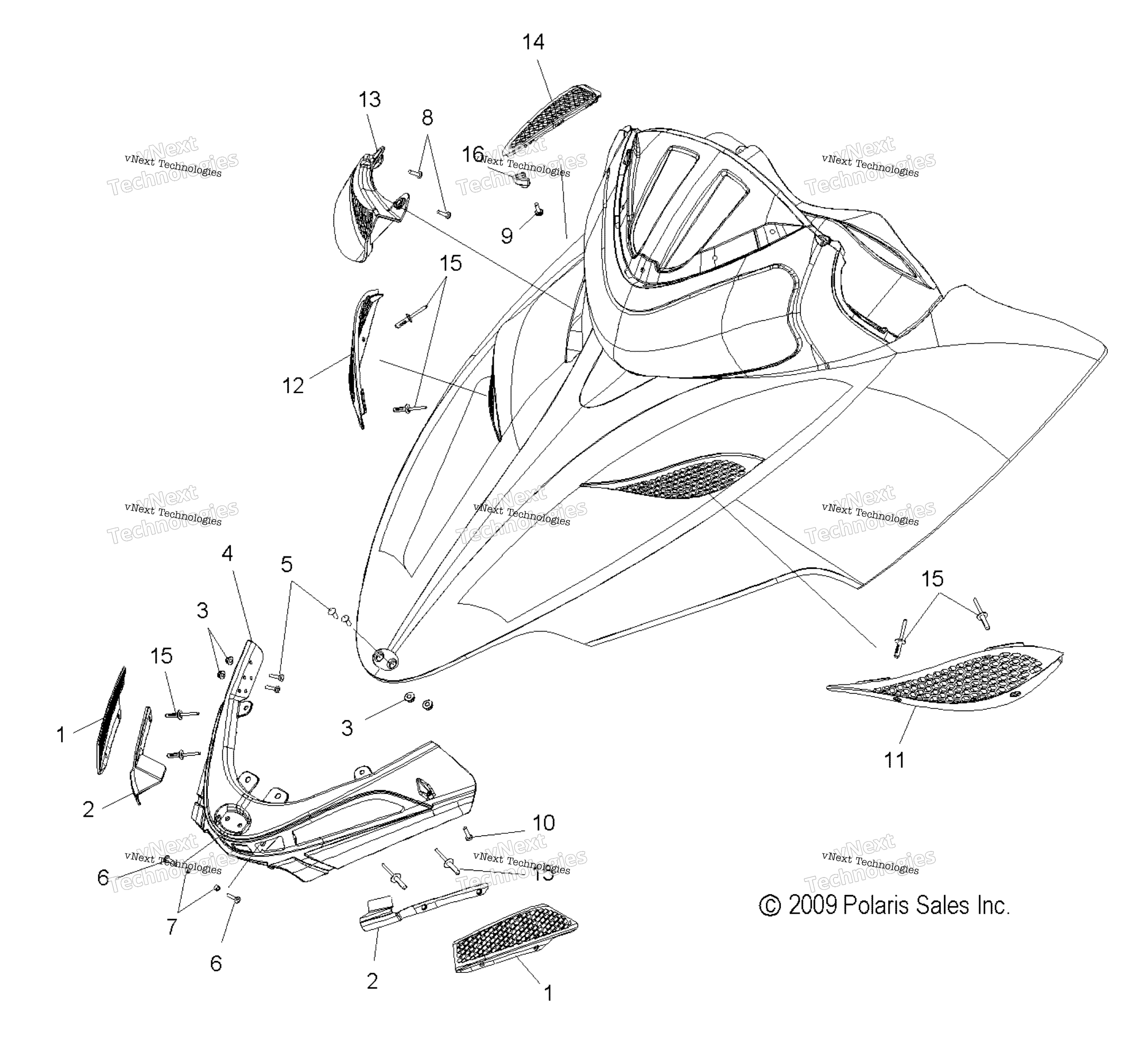 Body, капот Screens & Hinge Asm