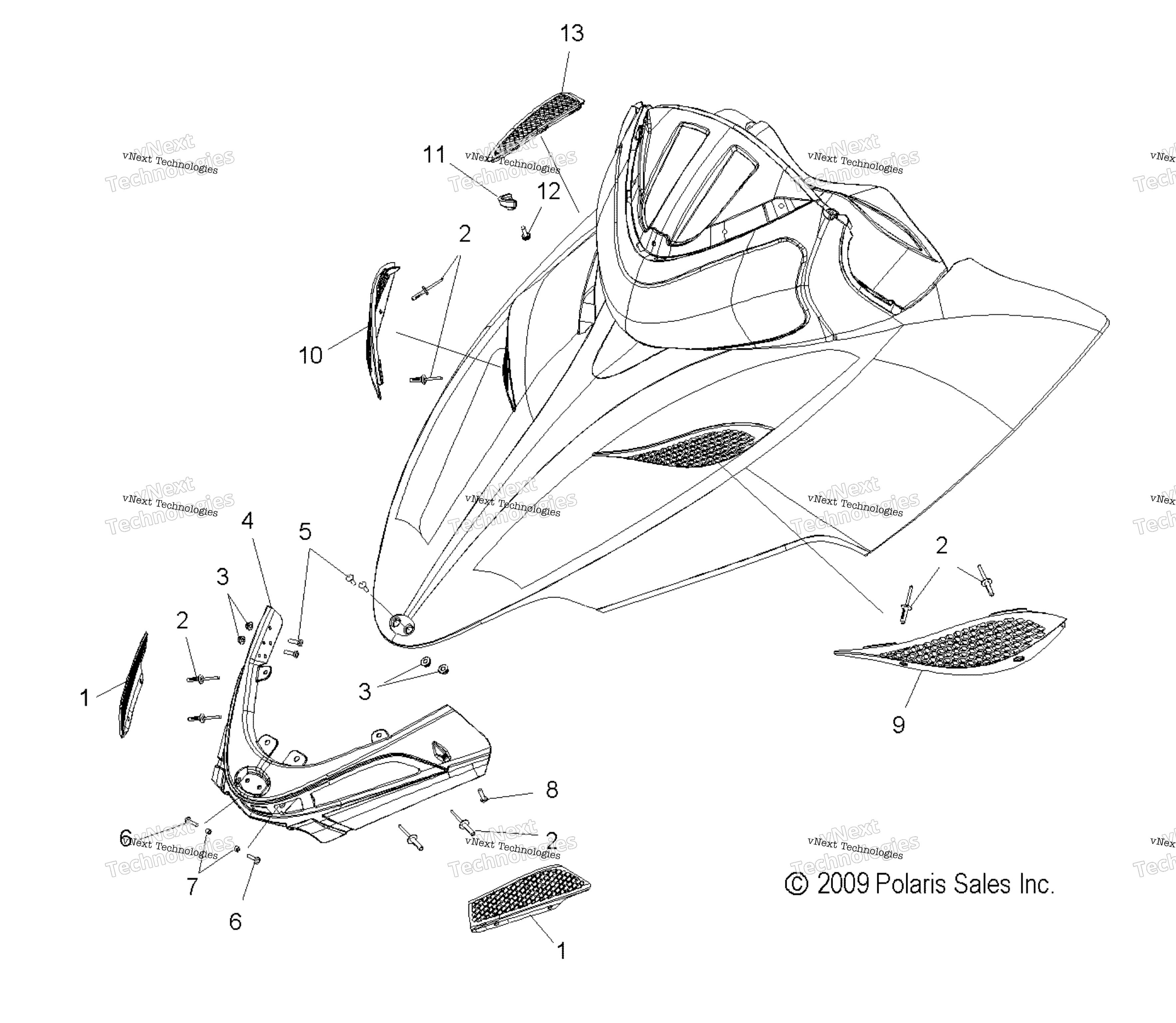 Body, капот Screens & Hinge Asm. All Options