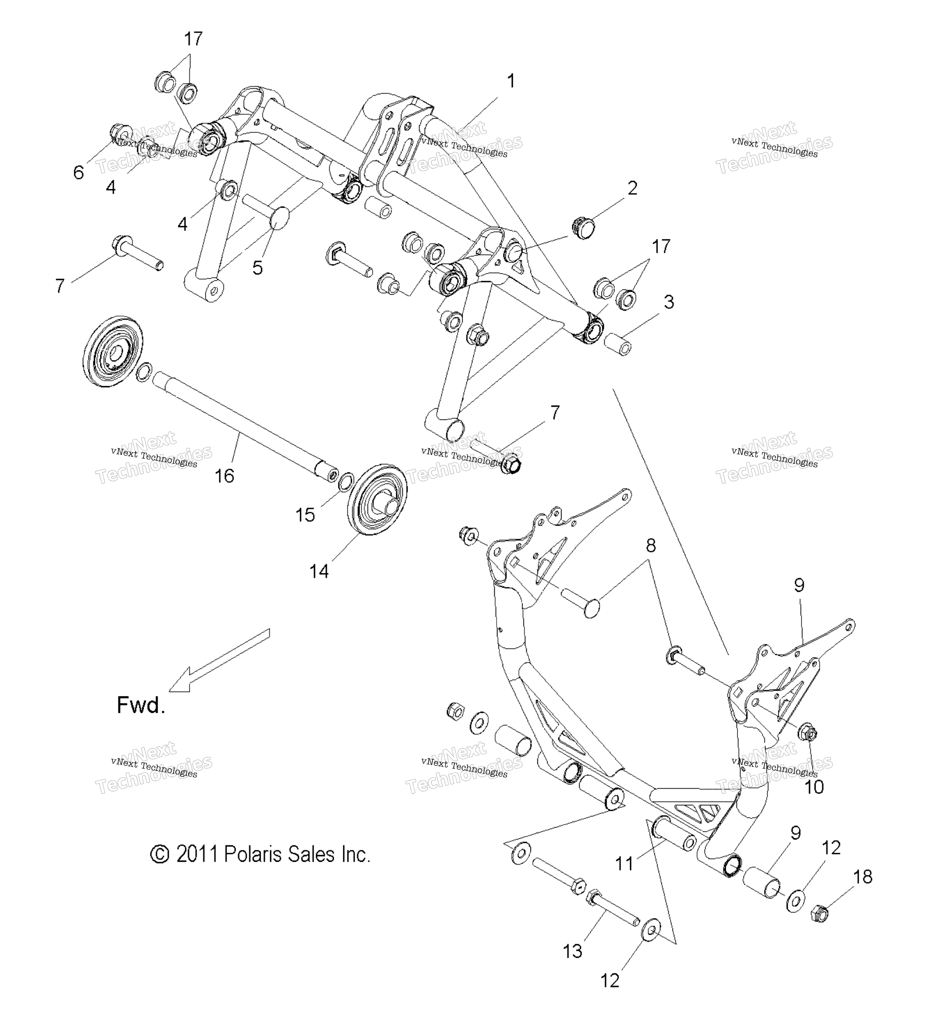 Suspension, Crank Asm., задний
