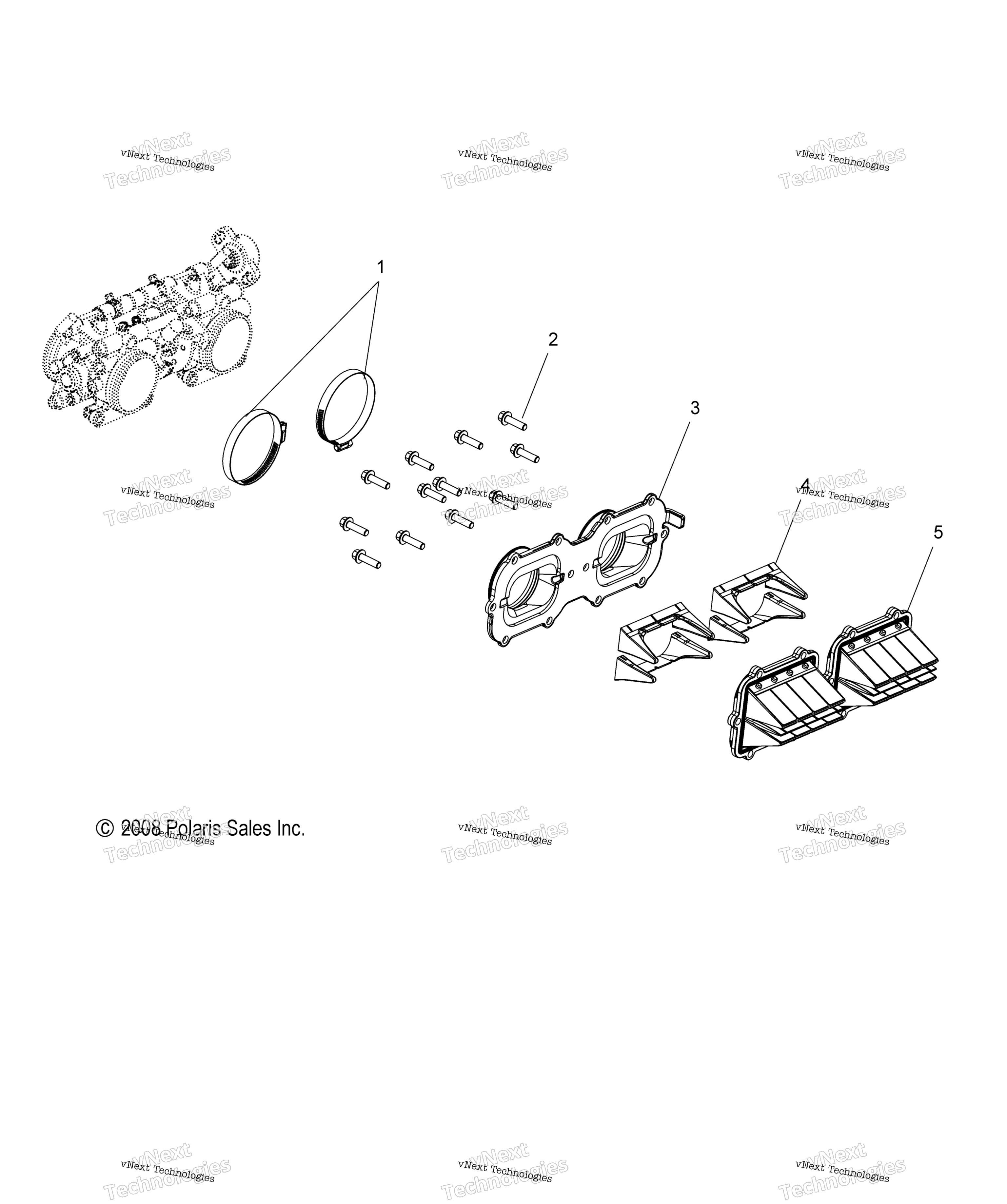 Engine, Reed клапан & Throttle кузов Adaptor