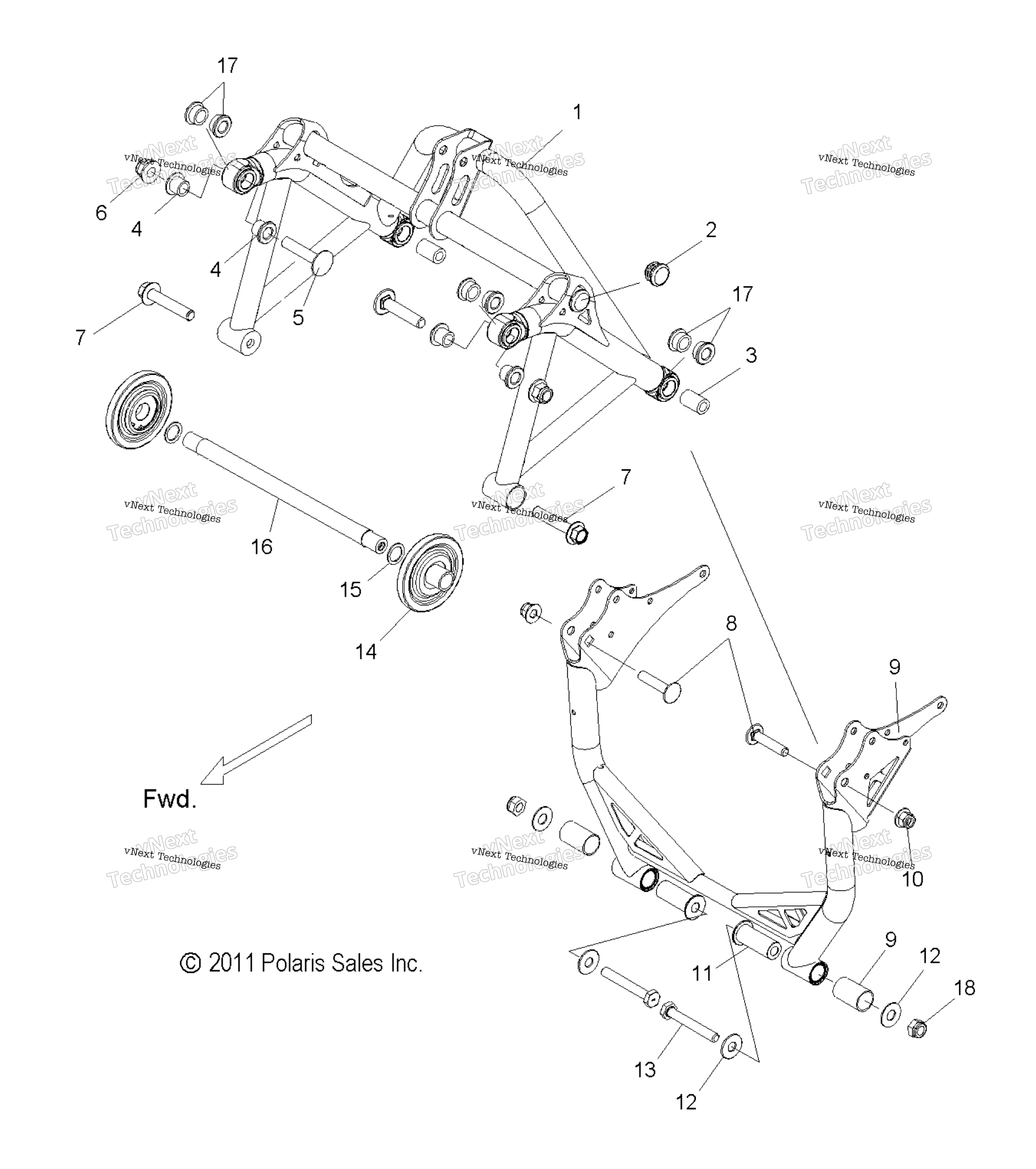 Suspension, Crank Asm., задний All Options