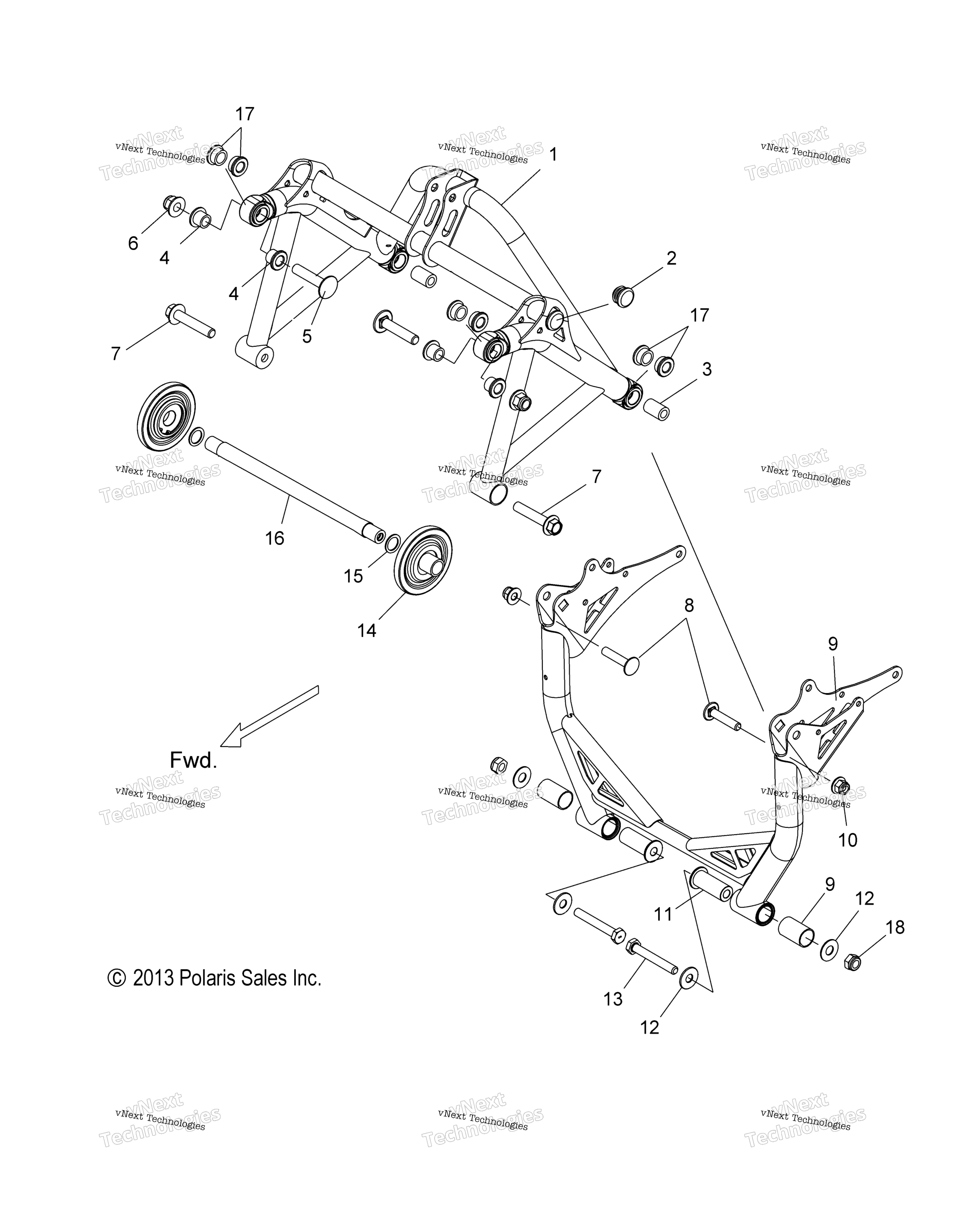 Suspension, Crank Asm., задний