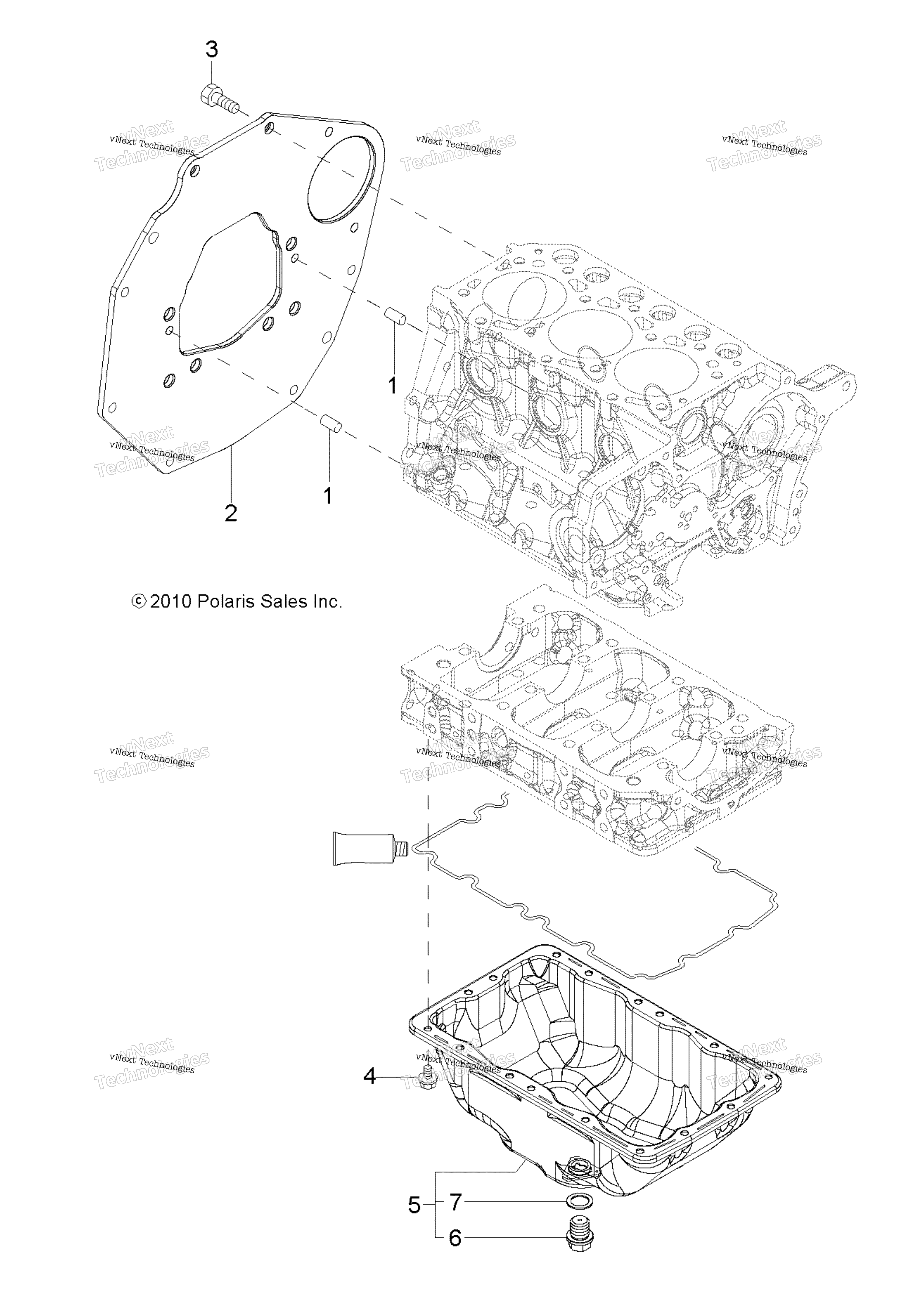Двигатель, крепление Flange & Oil Sump