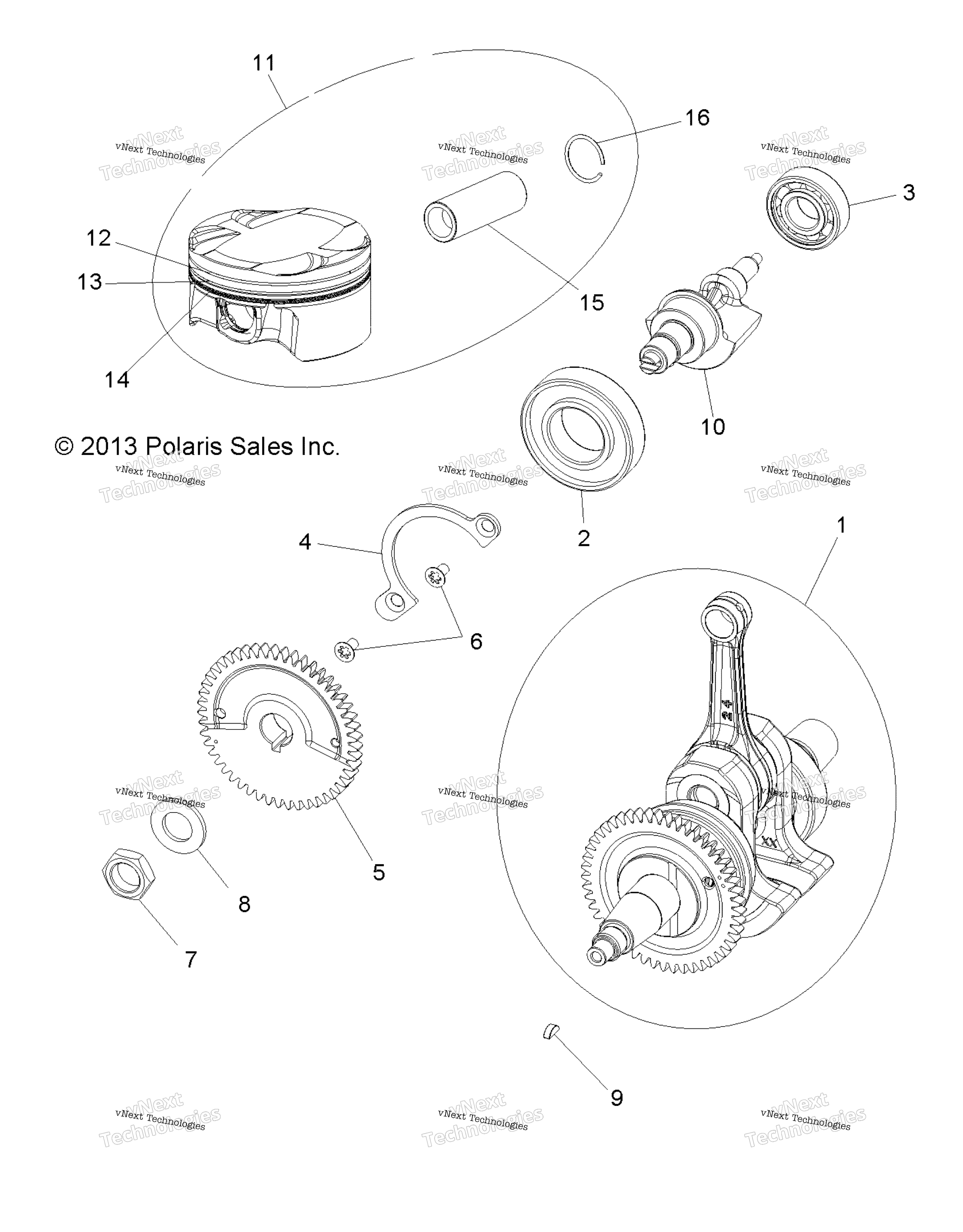 Engine, Crankshaft, поршень и Balance Shaft